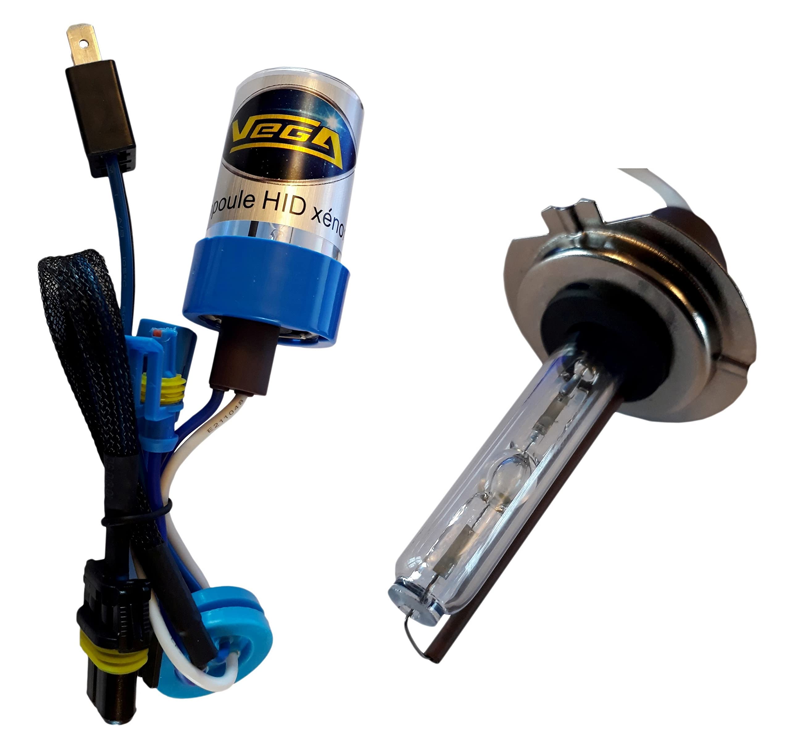 Vega HID Xenon-Set, französische Marke, Vega H7, 5000 K, 55 W, Canbus, fehlerfrei, ODB, 2 Leuchtmittel mit Metallsockel (5000 K)