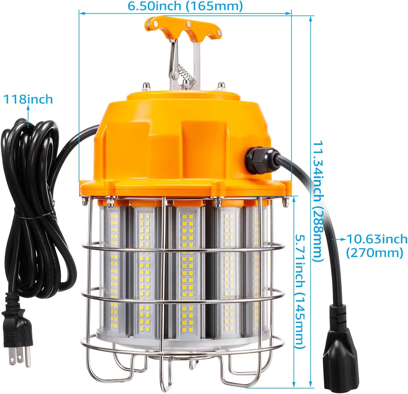 LEONLITE Portable LED Temporary Work Light, 13,000lm, 100W (900W Eqv.), Connectable Ultra Bright High Bay Light, UL Listed, IP65, 5000K Daylight, for Building Site, Construction Site, Pack of 4