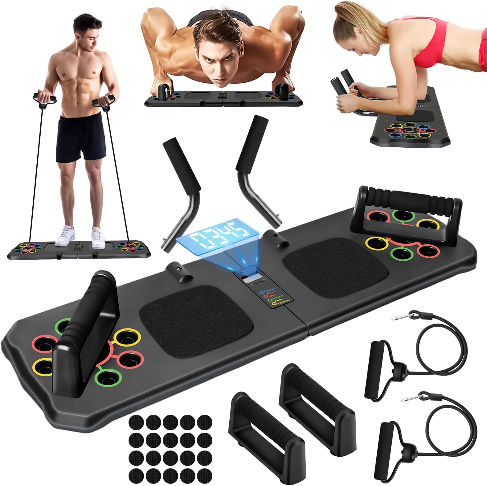 Push Up Board with Automatic Count, 24 in 1 Press Up Board Exercise Equipment for Home Use, System Fitness Floor Chest Muscle Exercise Professional Equipment Burn Fat for Men & Women