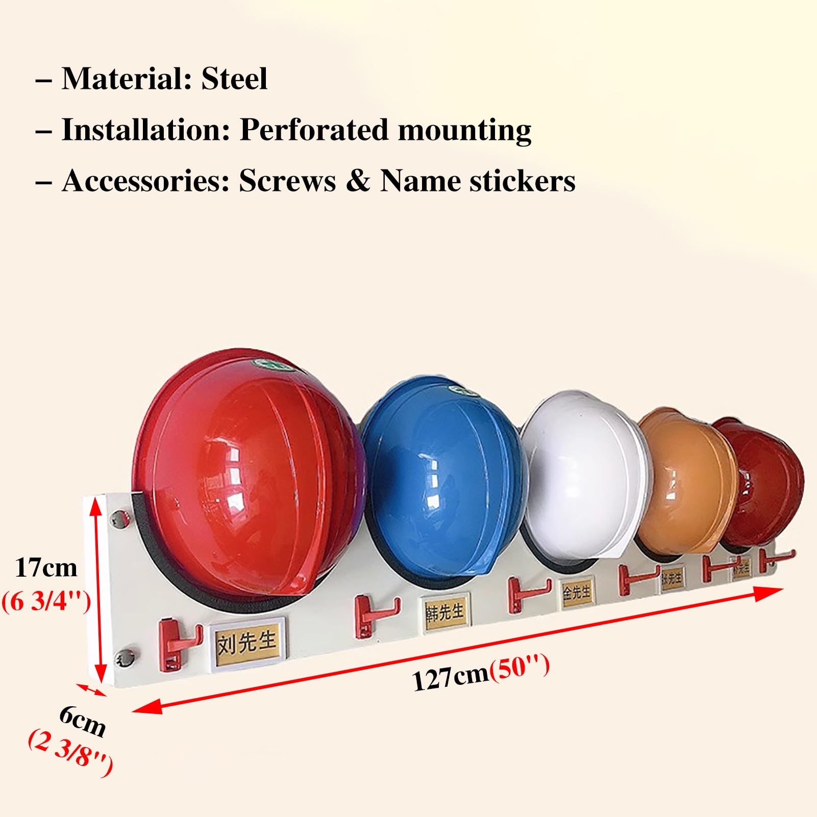 Casco Obra Organizador de Cascos de Seguridad Apilable con Soporte y Perchas, Estante para Cascos de Pared para La Oficina en El Sitio De Construcción, Estante para Colgar Gorras(Hold 5 Hats)