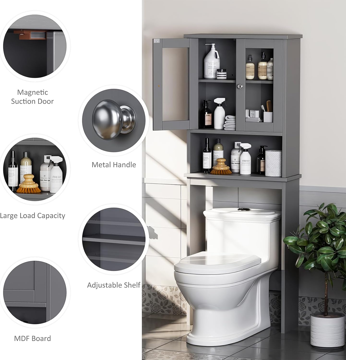 Features of Meilocar Over The Toilet Storage Cabinet