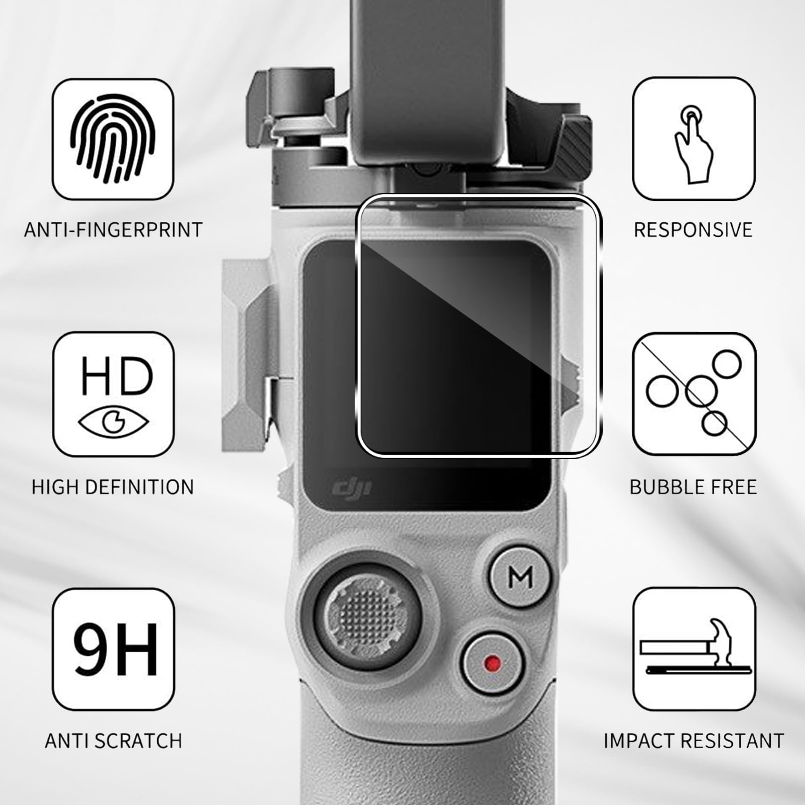 Holilo Para DJI RS 4 Mini Accesorios【3 Piezas】 Protector de Pantalla Cristal Templado, 9H Dureza HD Vidrio Templado Anti-Arañazos Sin Burbujas Glass Screen Protector