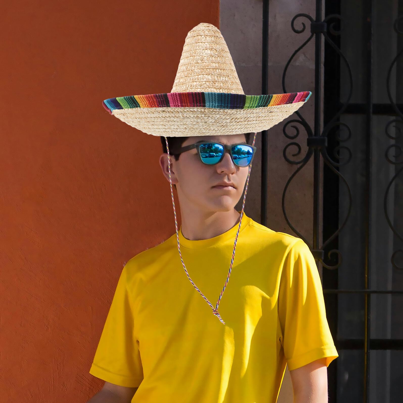 PACKOVE Sombrero Mexicano de Duradero y Accesorio para Disfraces y Fiestas Temáticas Diámetro Diseño Colorido para Adultos y Celebraciones