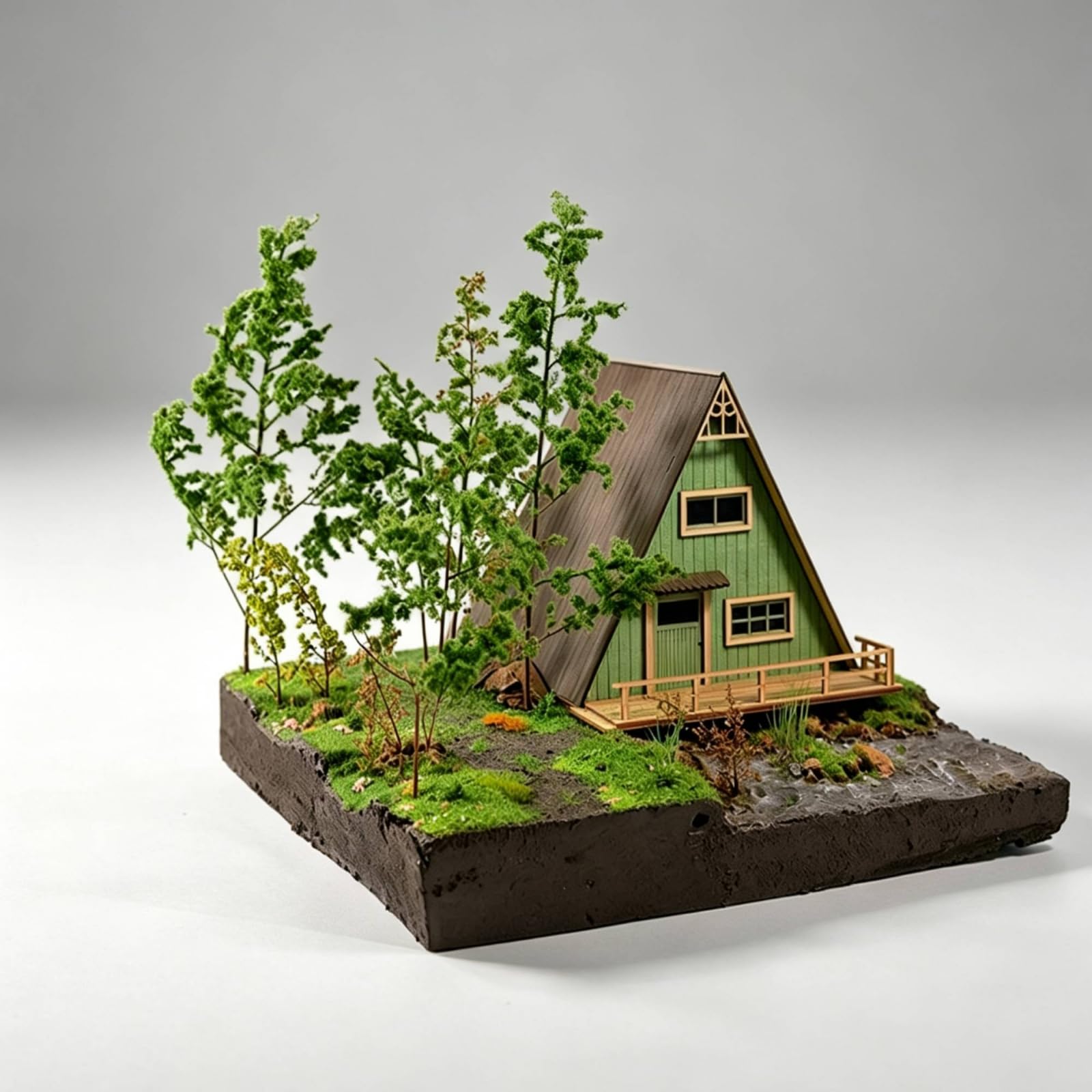 MagiDeal Miniatura Paesaggio Modello Diorama Set Materiali Fai da Te Scena 3D con Base Solida in Schiuma Legno Plastica Adatta per Scrivania Scaffali Progetti Scolastici