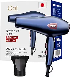 Gat Secador de Cabelo Profissional 1800W – Potente Motor Turbo, Rápida Secagem, Controle de Temperatura, Compacto e Portátil Ideal para Viagem e Uso Doméstico (Azul, 127V)