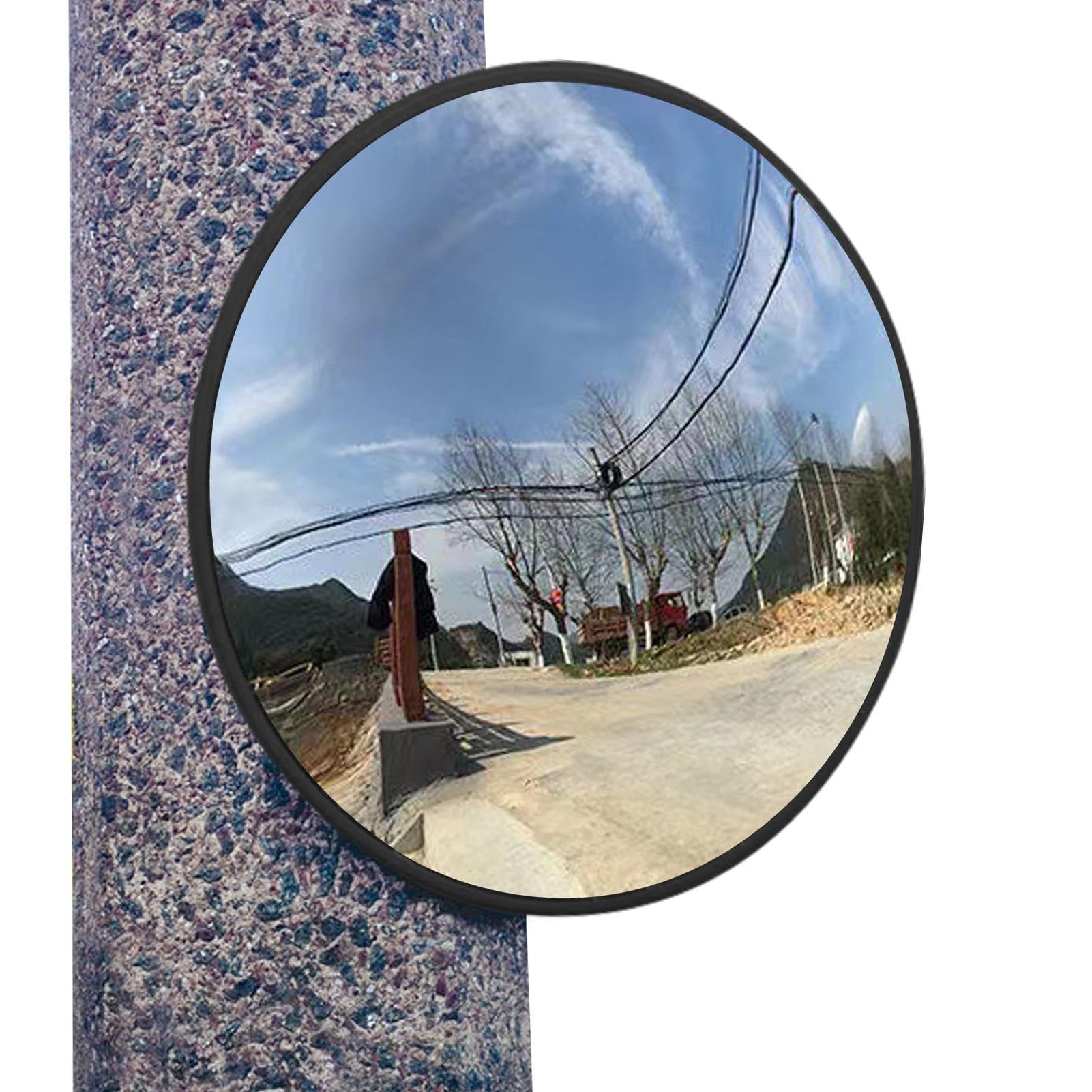Miroir convexe - 60 cm | Réflecteur de sécurité de l' ronde | Lentille de sécurité haute définition à grand angle, cadre en plastique, visibilité du parking de garage, aide à l'angle mort