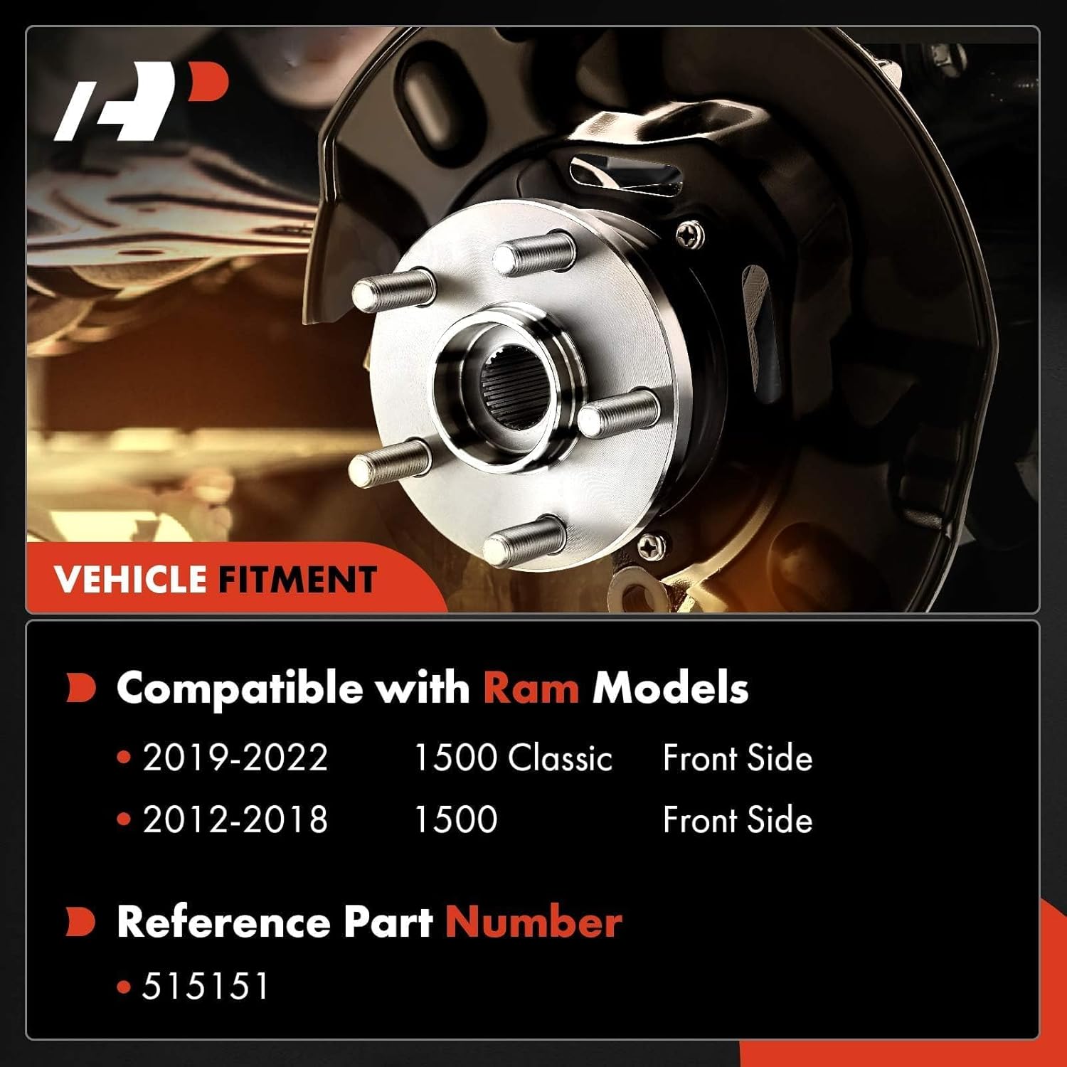 A-Premium Front Wheel Bearing and Hub Assembly with ABS 5-Lug Compatible with Ram 1500 2012-2018, 1500 Classic 2019-2022