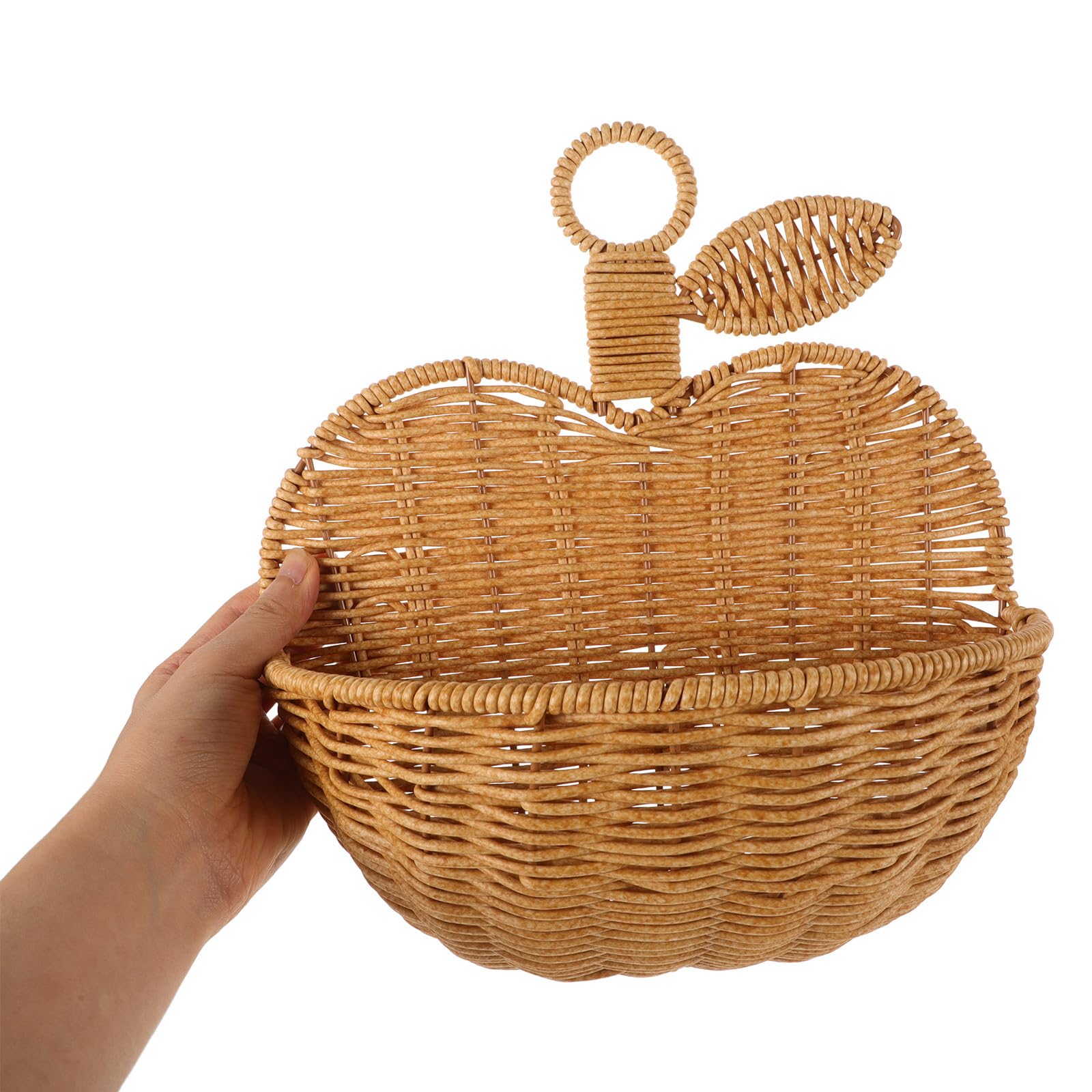 Cesta Colgante de Espacio y Organización de Ratán Tejida Diseño de Manzana para Almacenamiento Decorativo en Cocina y Sala