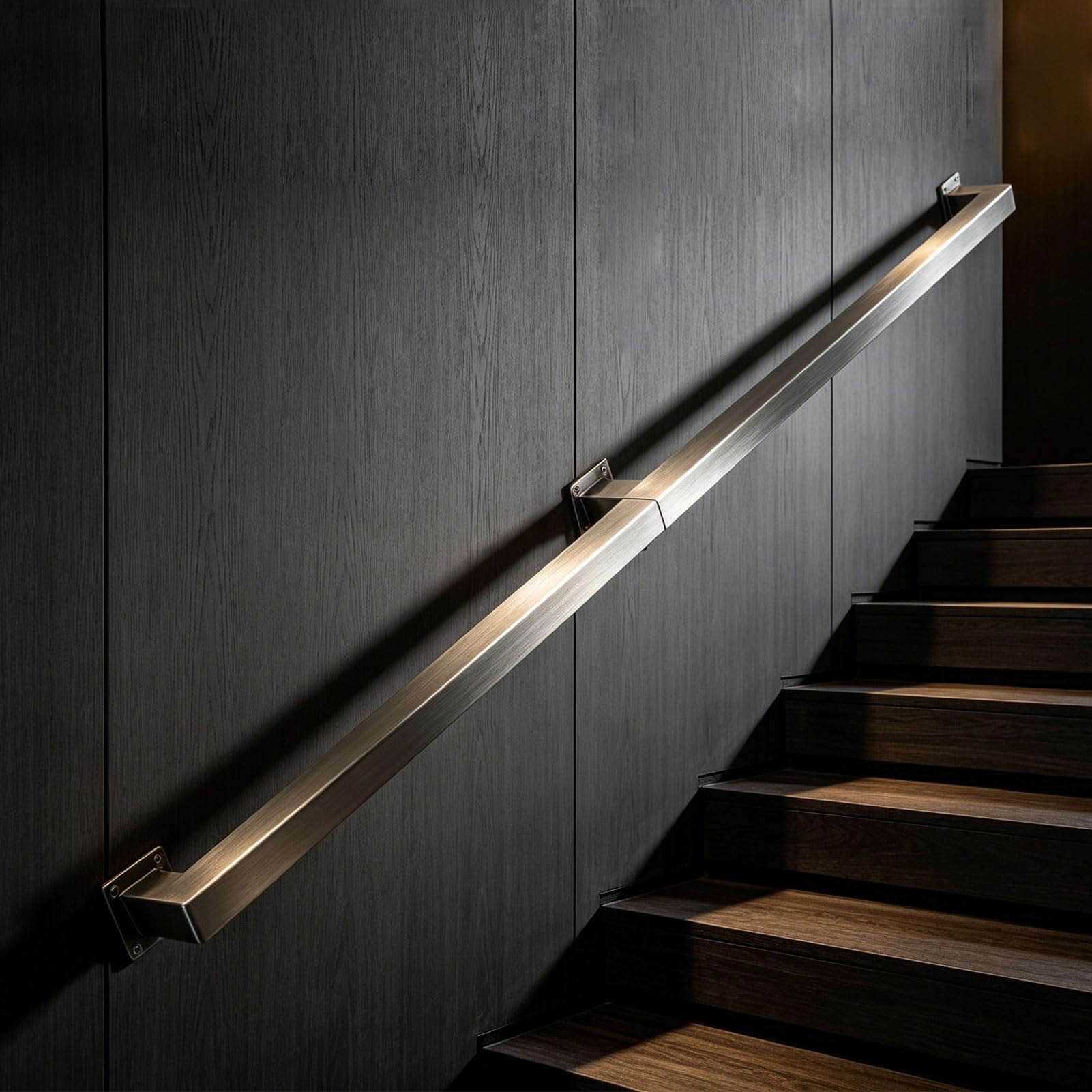 Metal Staircase Handrail，Industrial Stairs Banister Hand Rails for Indoor Outdoor Stair Railing，Stainless Steel Wall Mount Safety Grab Bar for Loft Villa Corridor(12ft/360cm)