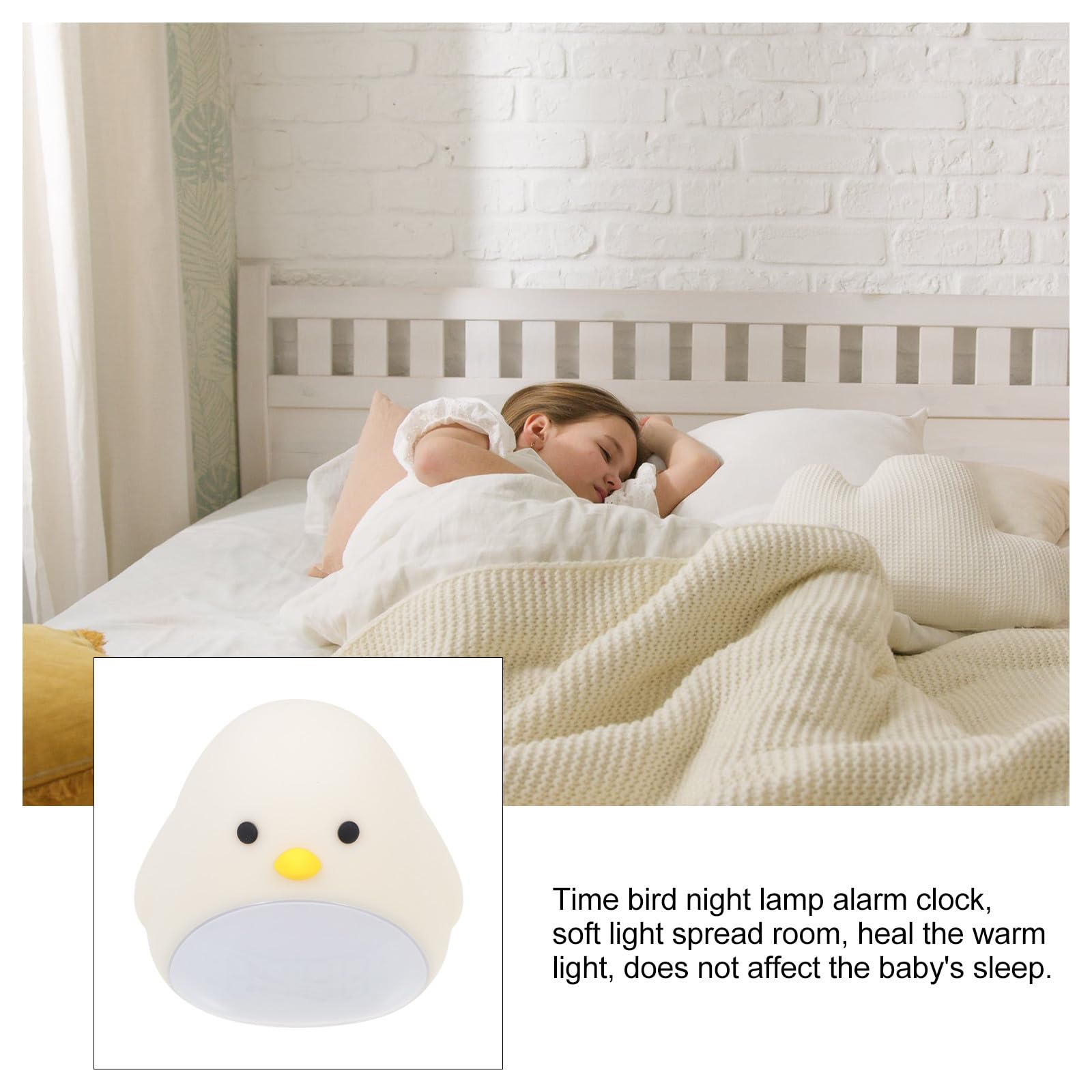 Cabilock Reloj Despertador Time Bird Inteligente Luz Nocturna Silenciosa | Temporizador Integrado, Blanco Abs PC y Silicona, 1200 Mah 3, 7 V, Dormitorio y Escritorio
