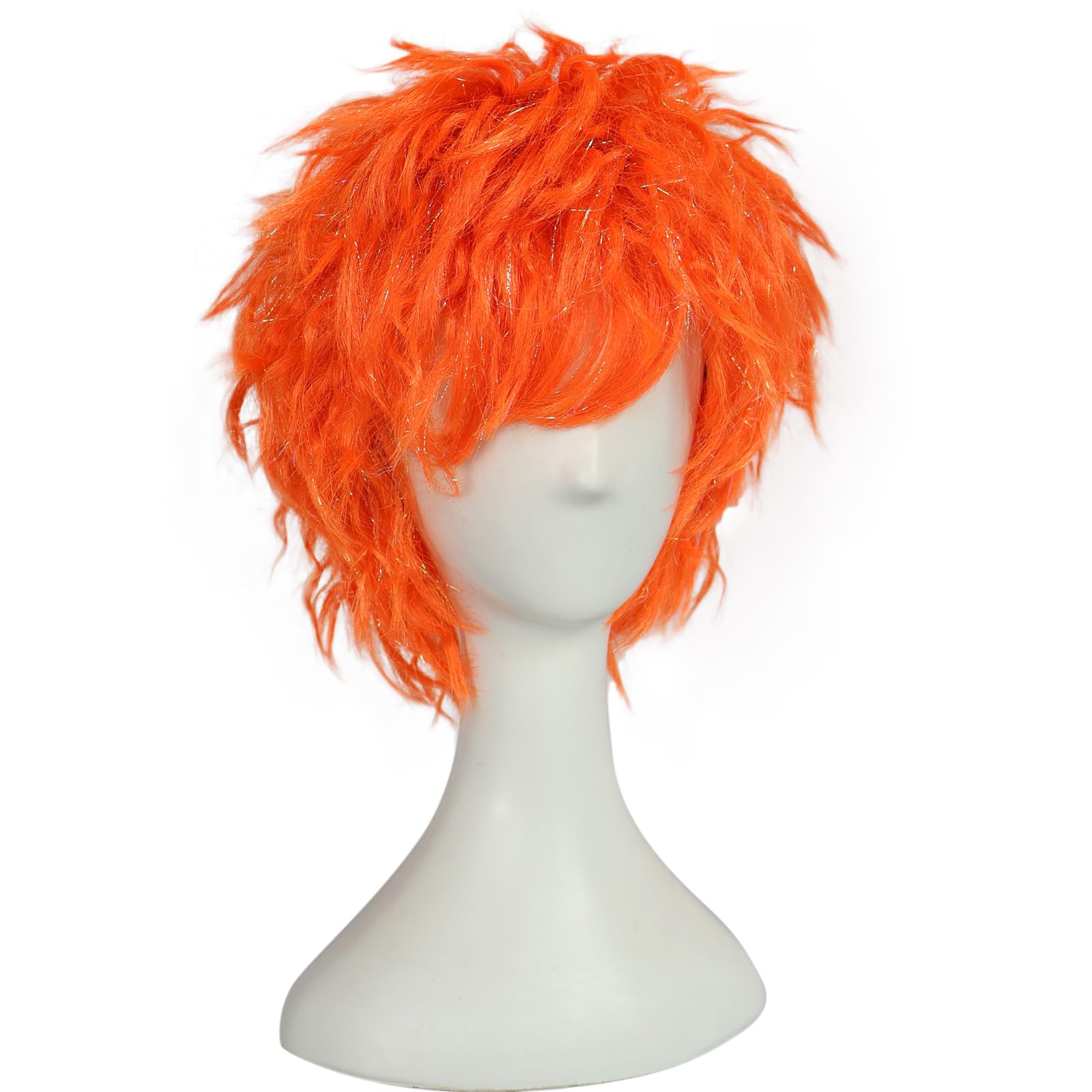 BECULINA Mens Short Orange Wig with Hair Cap Oranged Spiky Wigs with Bangs for Men Short Orange Layered Wigs Messy Oranging Cosplay Hair for Halloween Christmas Party Costume Outfit - Image 3
