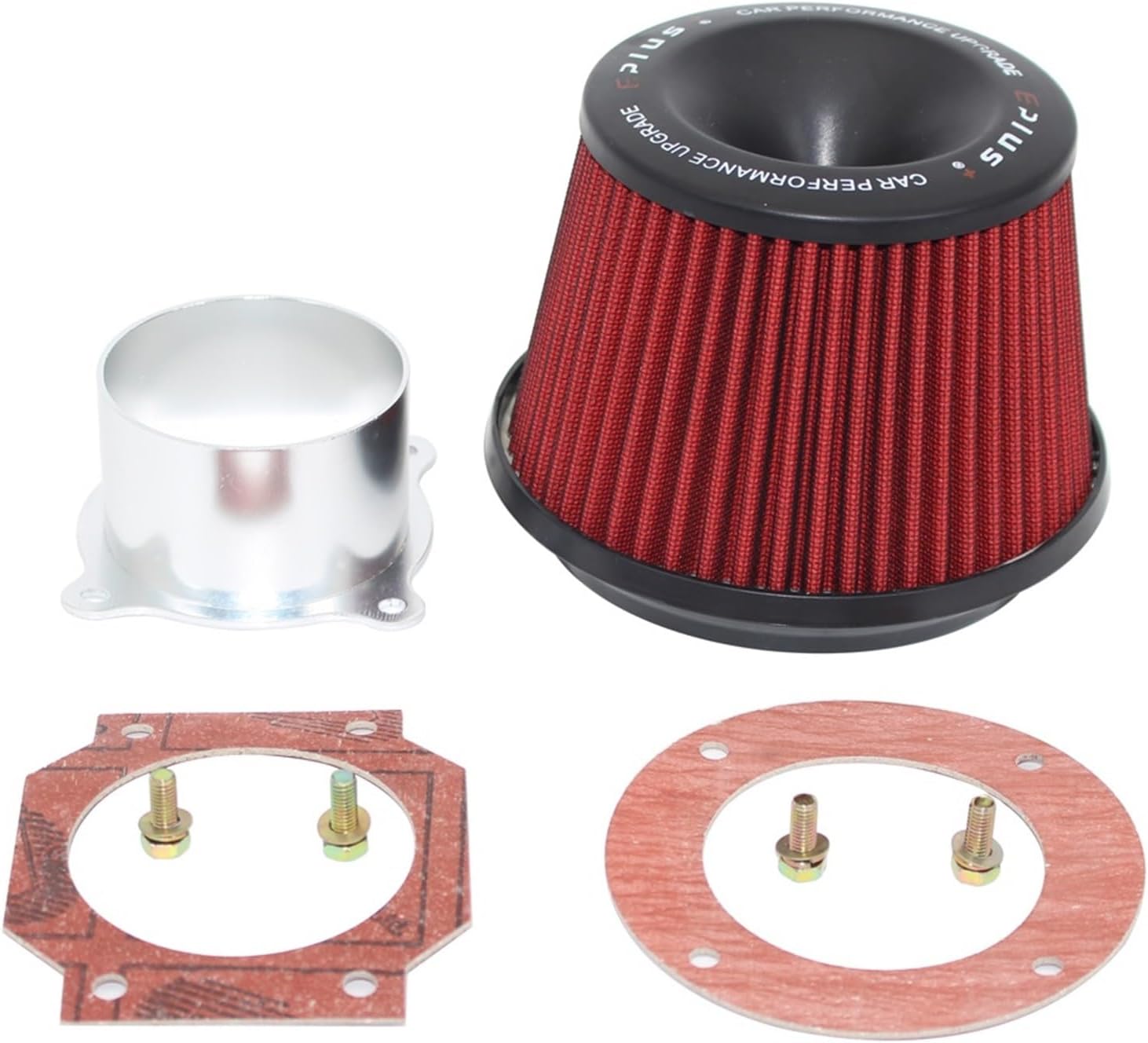 EPLUS Car Filters Air Intake System High Flow Filtre A Air Voiture Universal Connecting Base Red Green 3inch 76mm Automobiles(RED)