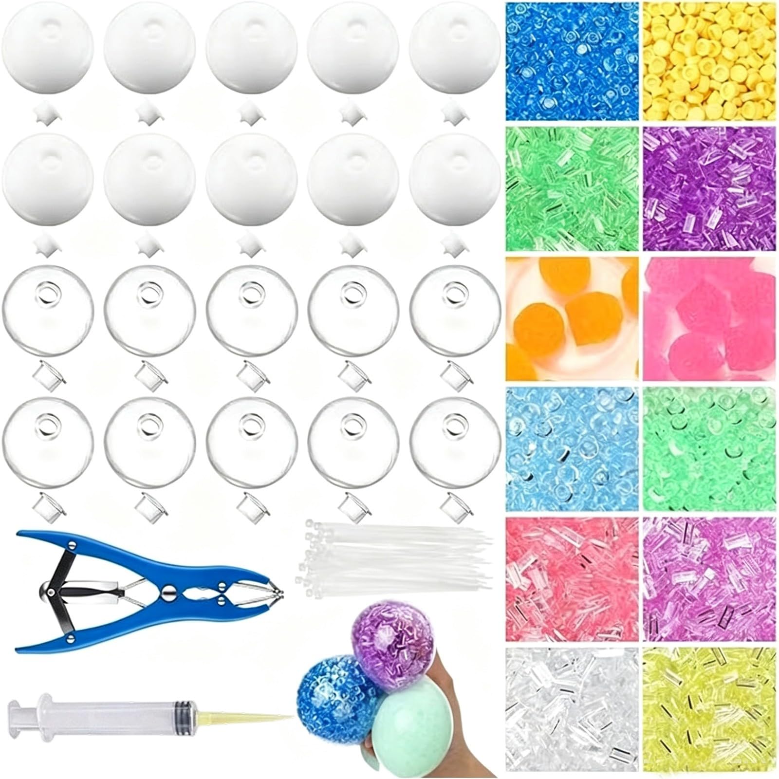 Squishy Making Kit,Diy Empty Stress Ball Skins,Diy Custom Squish-y Maker Set With 6-Color Filling Beads And Tools For Sensory Crafting,Desk Office Stress Relief Ornament (K)