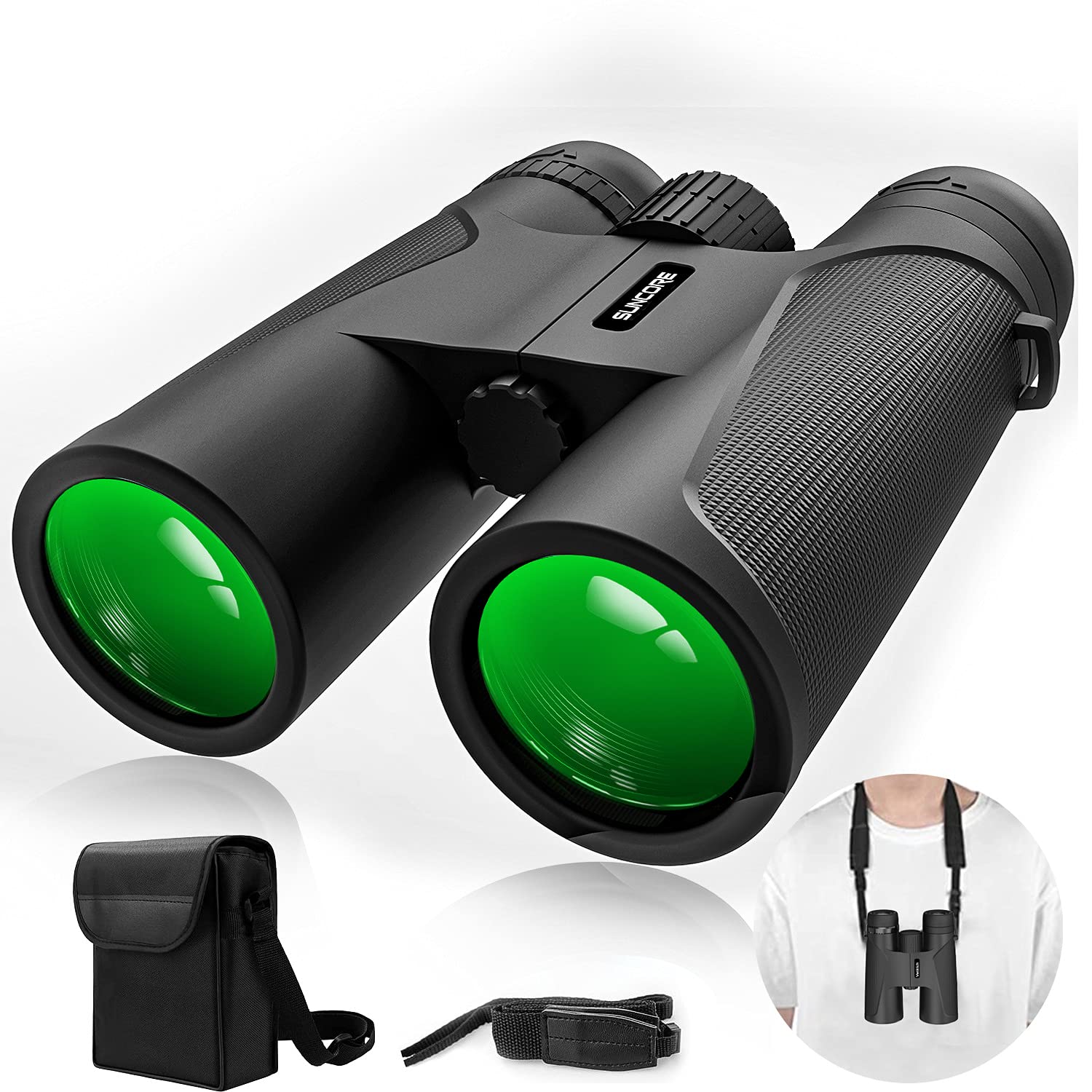 Yongheng 12 x 42 Jumelles pour Adultes,Jumelles Adultes puissante,FMC lentille,Grande oculaire, pour Observation des Oiseaux Voyage Observation de Chasse Les Concerts