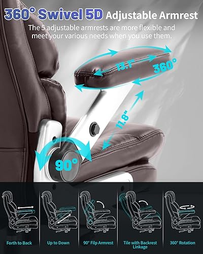 Miniatura 3 de Silla de oficina grande y alta de 800 libras para personas de gran tamaño, silla ejecutiva resistente con respaldo alto, asiento extra ancho