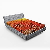 Vista 72 de Ambesonne Sábana bajera africana, estampado abstracto de líneas únicas, funda de cama con bolsillo profundo elástico para mayor comodidad