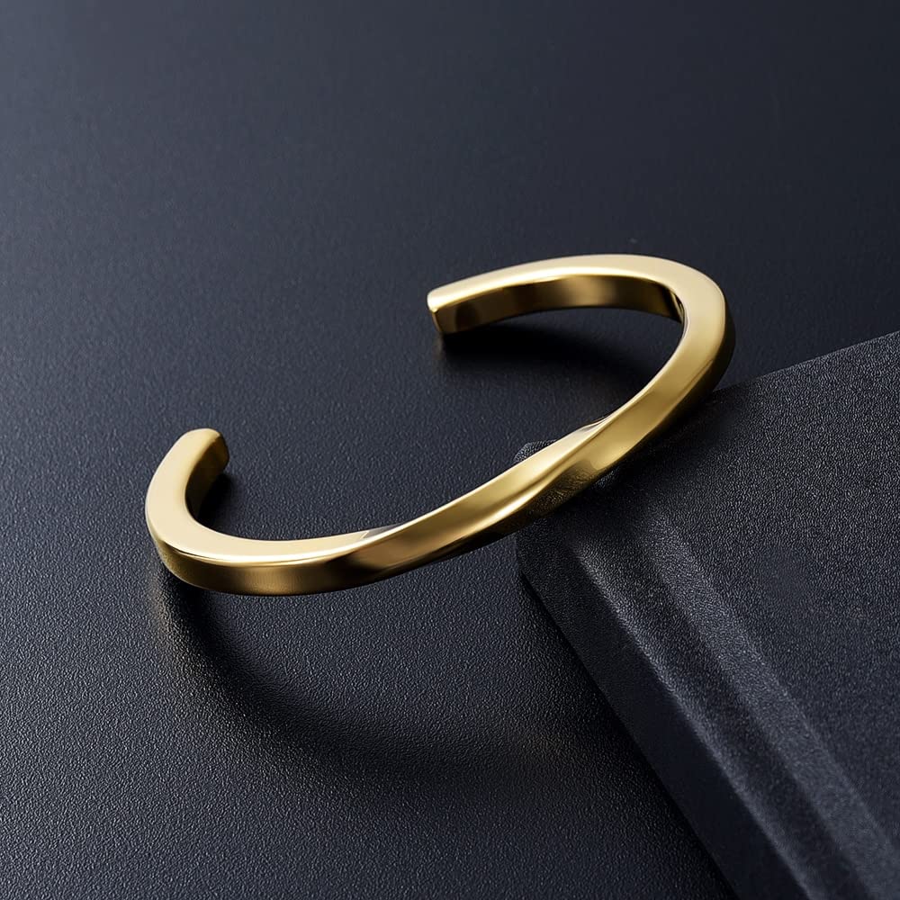 Kbfdwec Gold Stainless Steel Engravable Cremation Bangle Blank Memorial For Ashes Urn Bracelet Size 60Mm