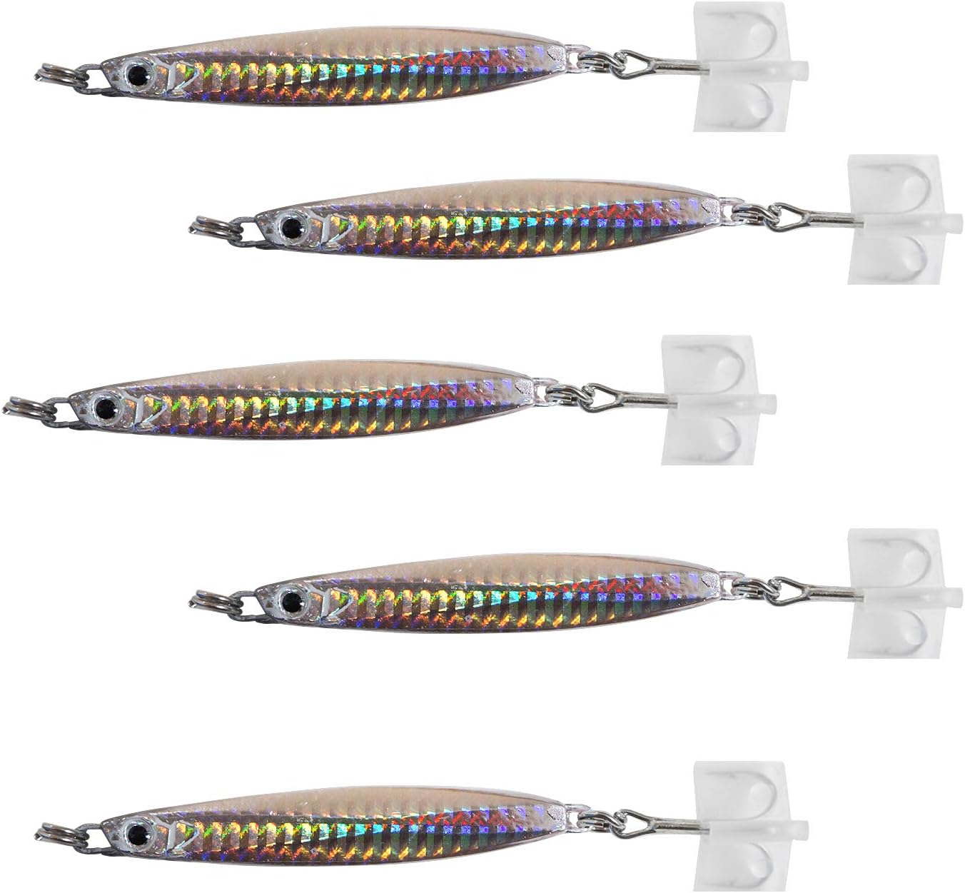 5pcs Silver 1.5oz Colt Sniper jigs 42g coltsniper jig with a 3561D-DT MUSTAD 3X Strong Forge High Carbon Steel Treble Hook