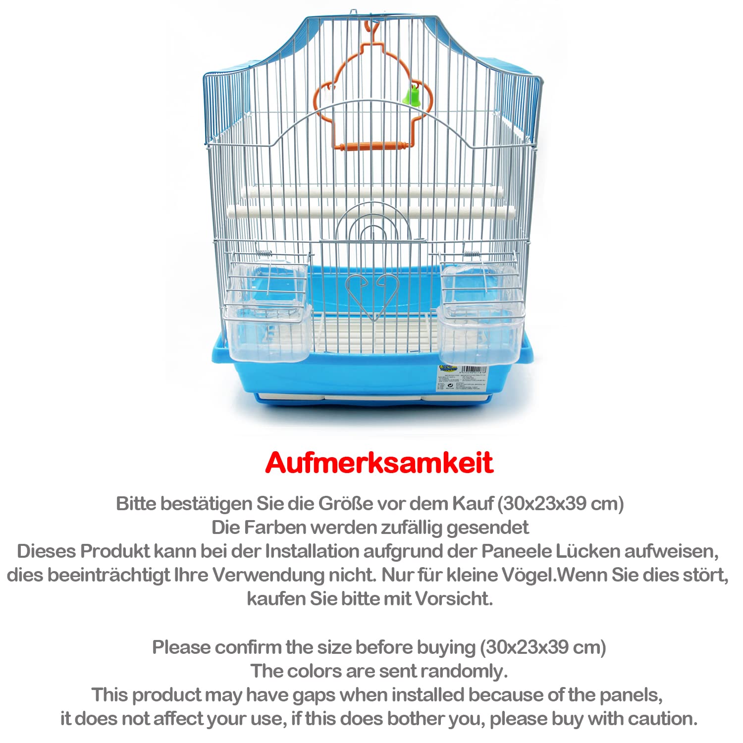 BPS Gabbia Uccelli Piccola 22.5x17x28cm - Con Accessori, Ideale Per Trasporto - Foto 4