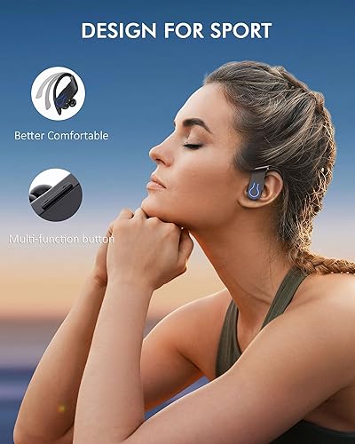 Miniatura 6 de Auriculares inalámbricos Bluetooth 120H Playtime Bluetooth 5.3 Auriculares para deportes, auriculares estéreo de alta fidelidad con pantalla LED,