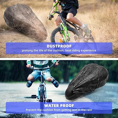 Miniatura 5 de ANZOME Funda de cojín para asiento de bicicleta de gel para niños, 9 x 6 pulgadas, espuma viscoelástica, extra suave, almohadilla para sillín de
