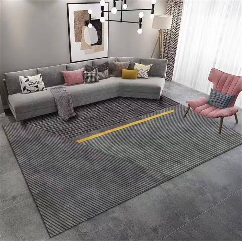 Tapis de salon résistant aux taches et antidérapant motif moderne