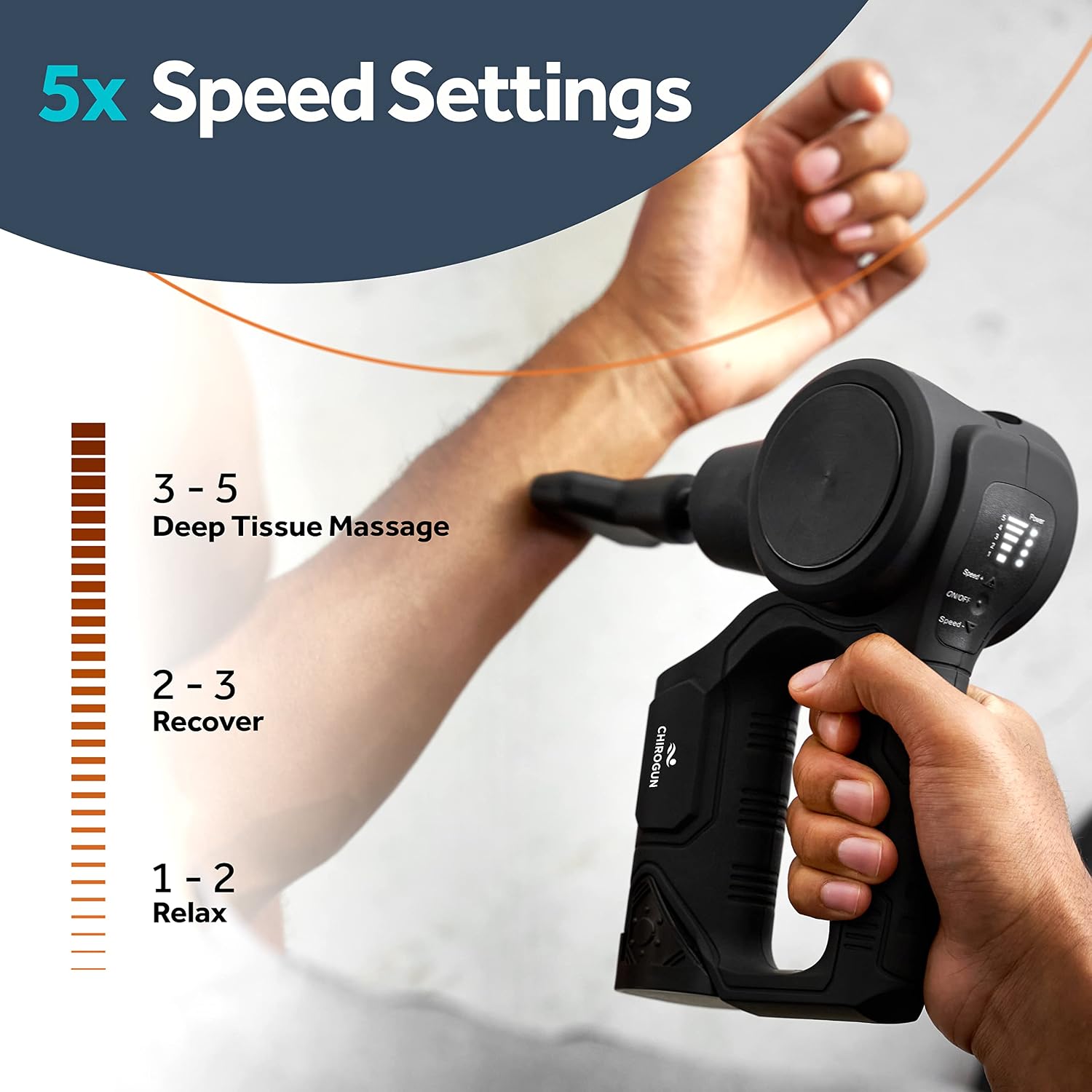 CHIROGUN Premium Massage Gun Deep Tissue - 17 Heads, 2 Massage Balls & Case - Muscle Massager Gun - Men's Gift - Percussion Massage Gun, Deep Tissue Massager, Muscle Massager