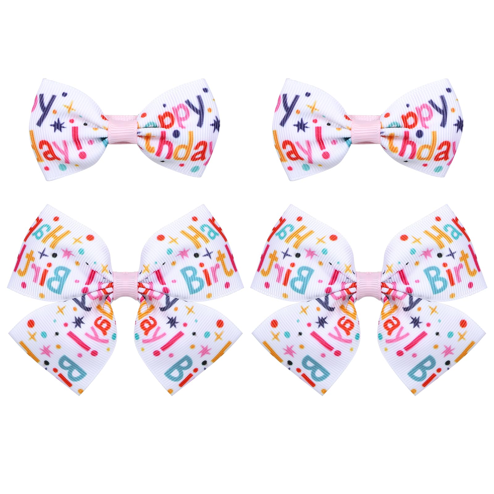 4pcs Happy Birthday Hair Bows Clips Cheer Barrettes for Teens Toddler Women Pink Hair Accessories Birthday Party Dress Outfit Decoration Stuff Gift