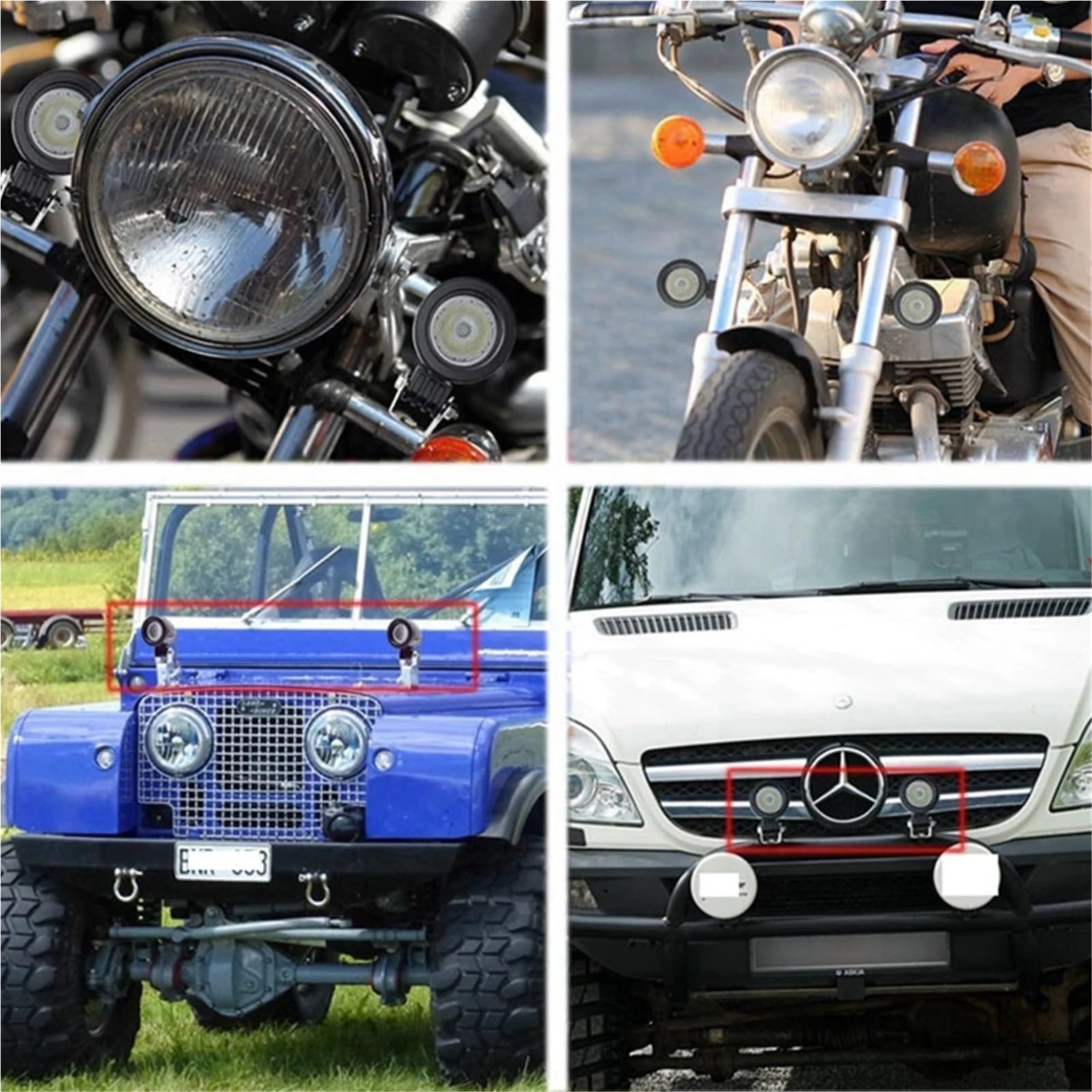 Luci Fendinebbia A LED Per Motociclette, Faretti Da 10 W, Luci Da Lavoro Da 2 Pollici, Fari A LED Per Motori Da 24 V E 12 V Per Auto 4X4 Fuoristrada(2X square spot)