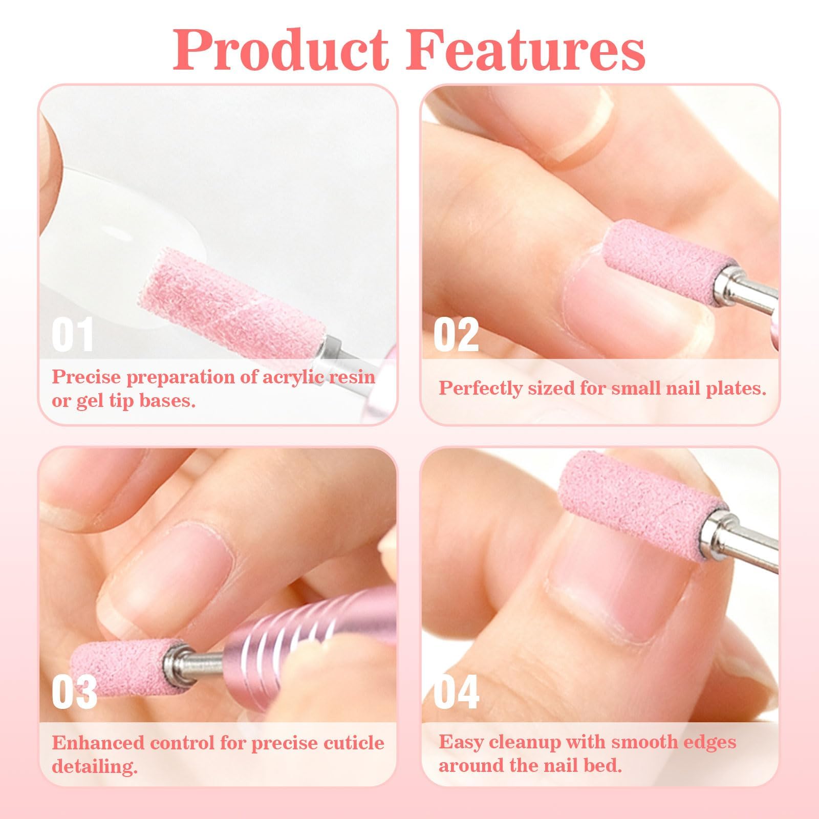 100 Bandas De Lijado Pequeñas Para Broca De Uñas Con Pulido De Uñas Naturales 240# Rosa Sanding Bands Grano 240 Mini Bandas De Lijado Para Taladro De Uñas Para Cutícula De Limpieza