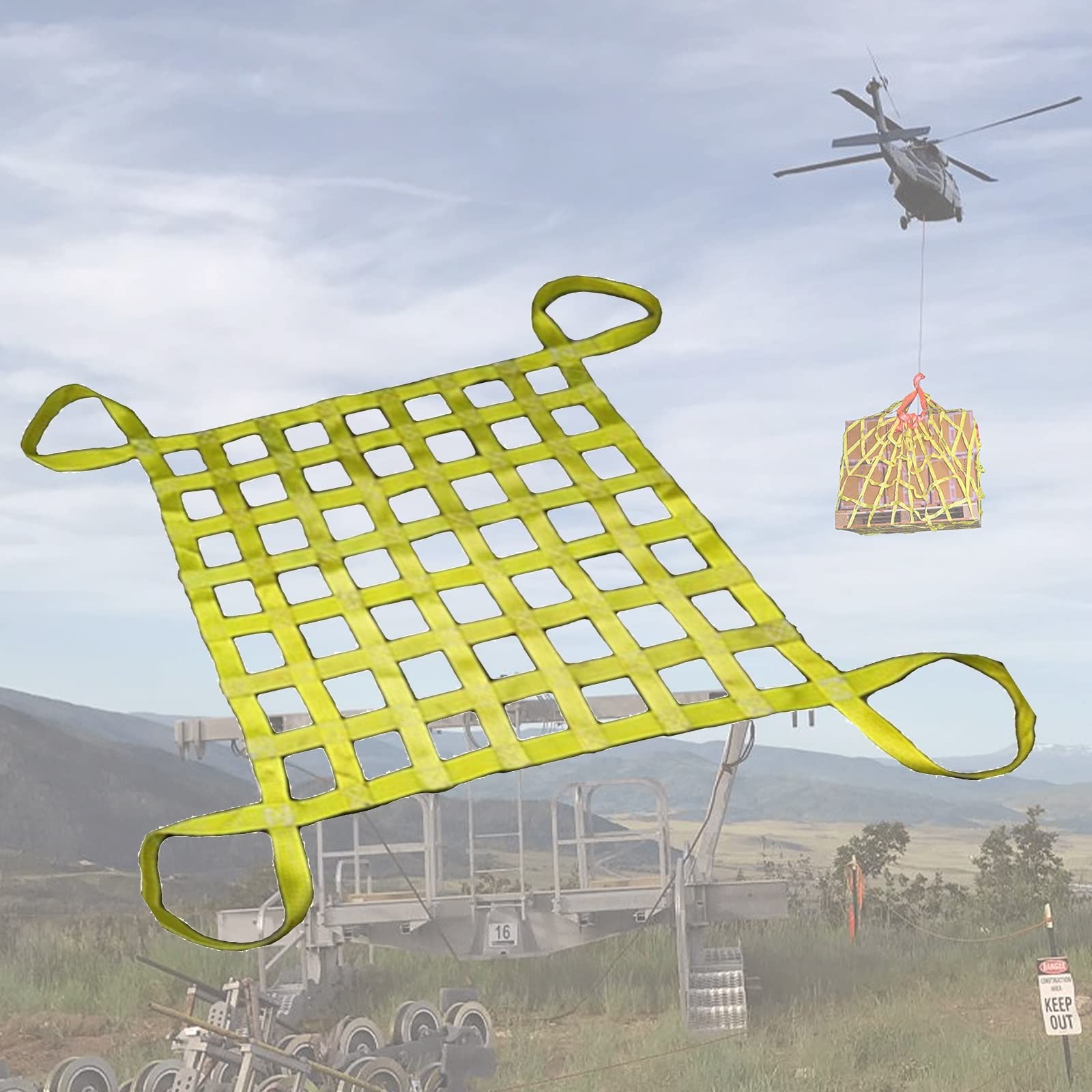 Redes De Elevación De Carga De Poliéster - Red De Elevación De Eslinga Plana, Red De Elevación De Carga, Correas De Manejo De Material De Carga Fuerte, Red Colgante De Elevación