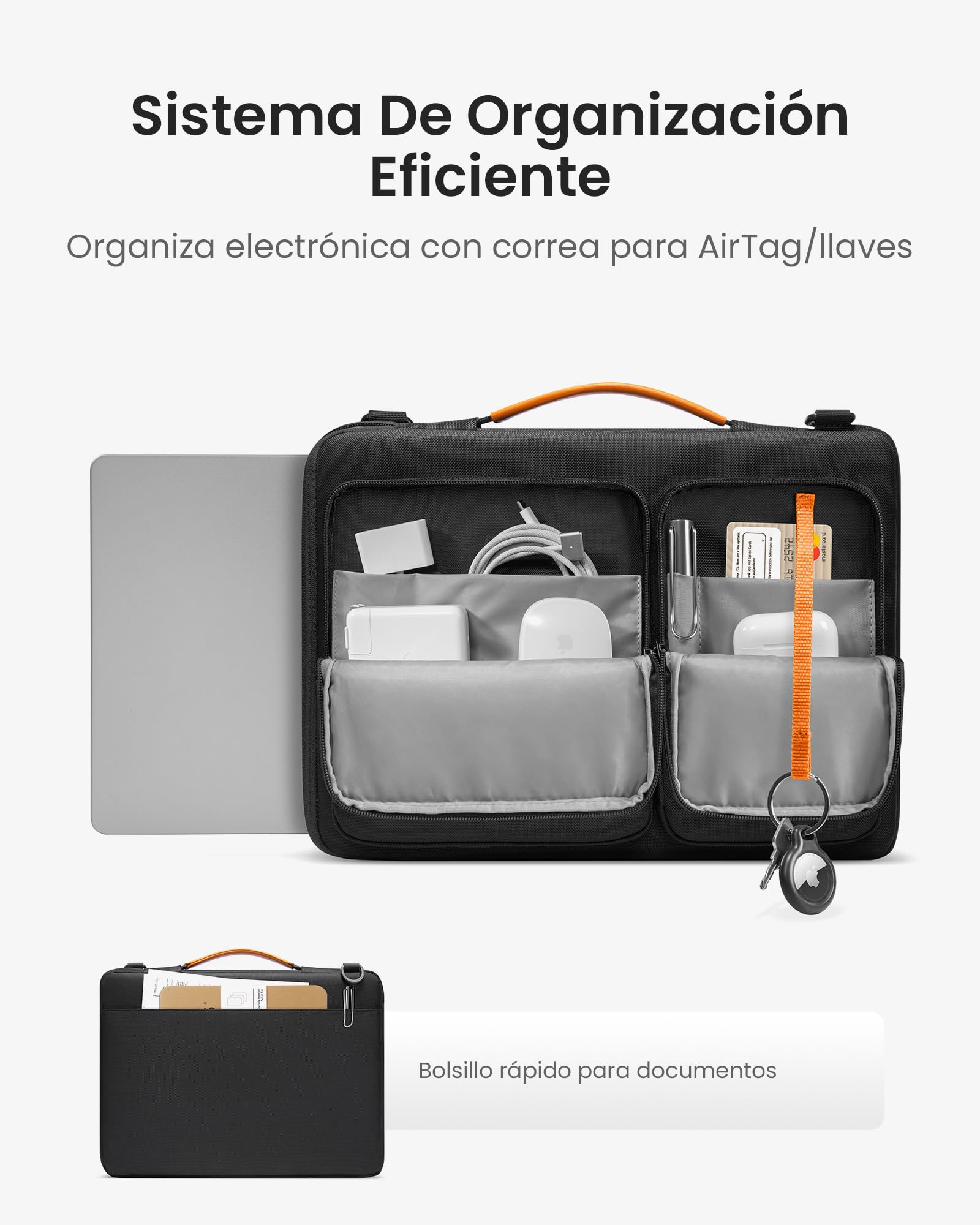 tomtoc 360° Funda Bandoleras para Nuevo 16 Pulgadas MacBook Pro M5 Pro/Max A3428 A3429 (2026), M4/M3/M2/M1 Pro/Max (2024), ASUS Vivobook 15/16, Dell Inspiron 15, Bolsa Maletin para Ordenador Portátil