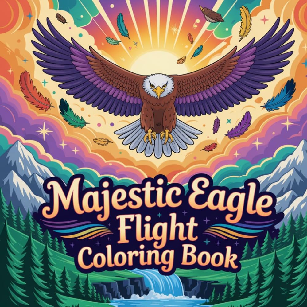 Majestic Eagle Flight Coloring Book: eagle bird relaxation women coloring book, eagle simple stress relief kids book, eagle american focus teens color ... book, eagle raptor stress relief women book