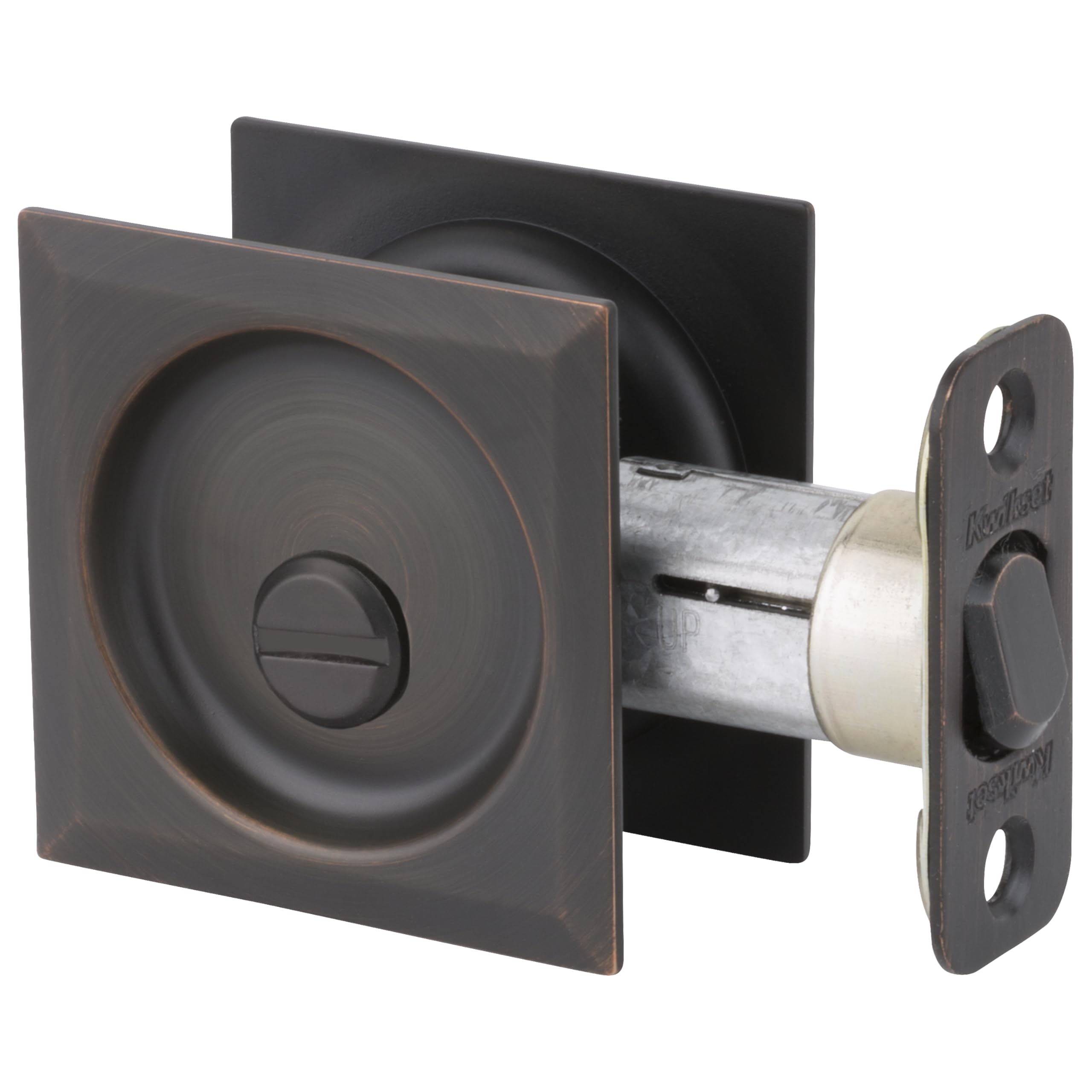 Kwikset Matte Black Pocket Door Lock - Unlocked Security -5
