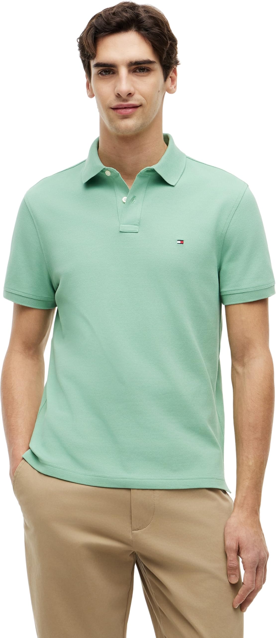 Tommy Hilfiger Men's 1985 Regular Polo Mw0Mw17770 S/S Polo, Green (Cut Grass), XXL