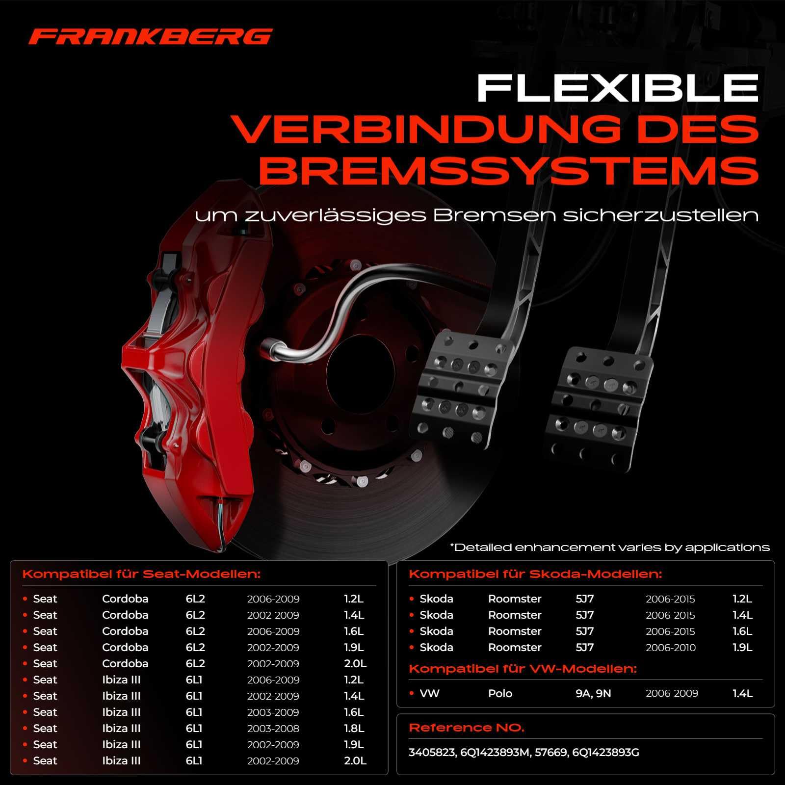 Frankberg Servolenkung Schlauch Kompatibel mit Cordoba 6L2 1.2L-2.0L 2002-2009 Ibiza III 6L1 1.2L-2.0L 2002-2009 Room.ster 5J 1.2L-1.9L 2006-2015 Polo 9N Replace# 6Q1423893G