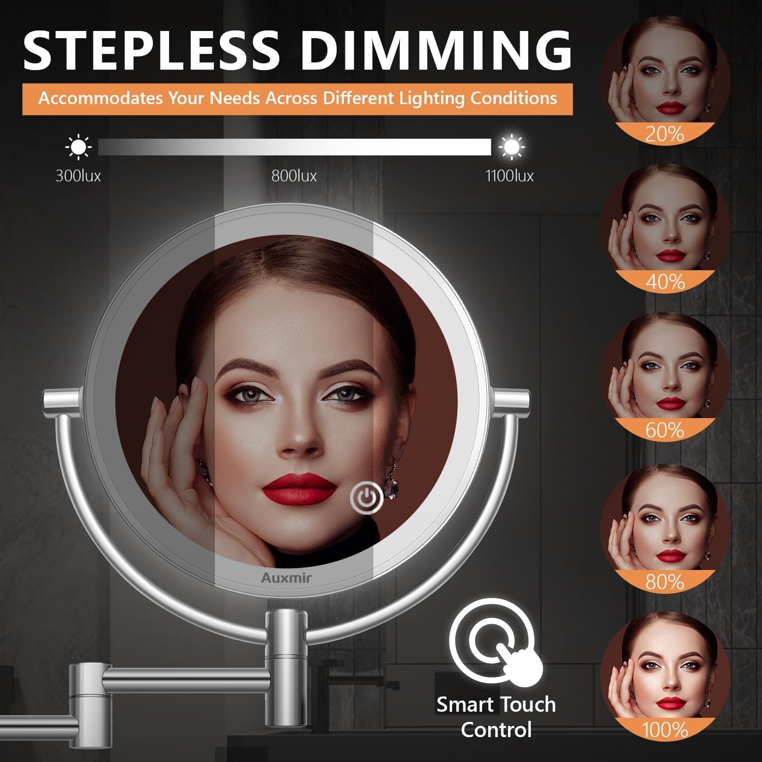 Specchio Beauty Ricaricabile Specchio Trucco Con Luci LED Auxmir