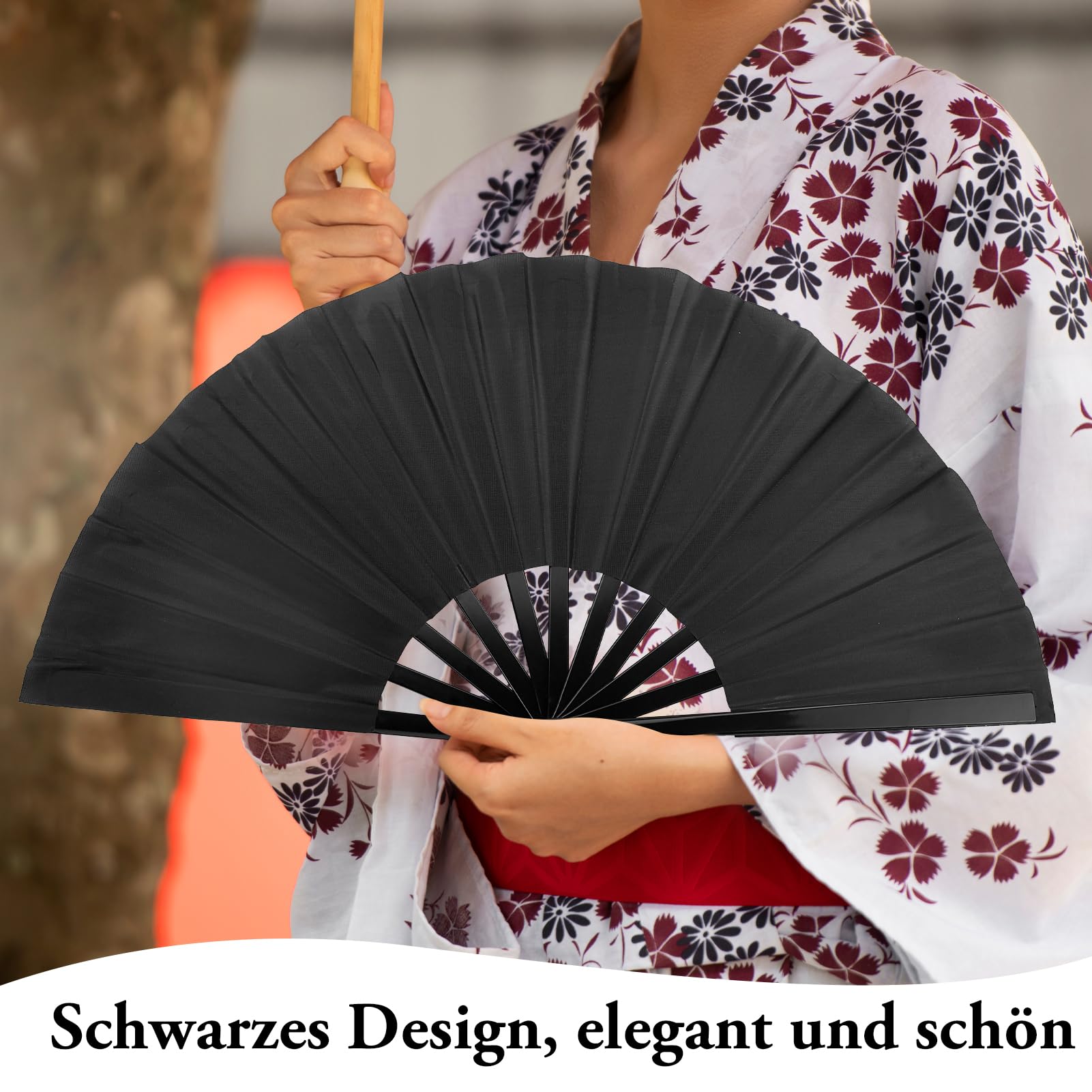 Abanicos Seda Plegables Portátiles 3 Piezas con Funda Tela Protectora para Danzas Disfraces Decoración