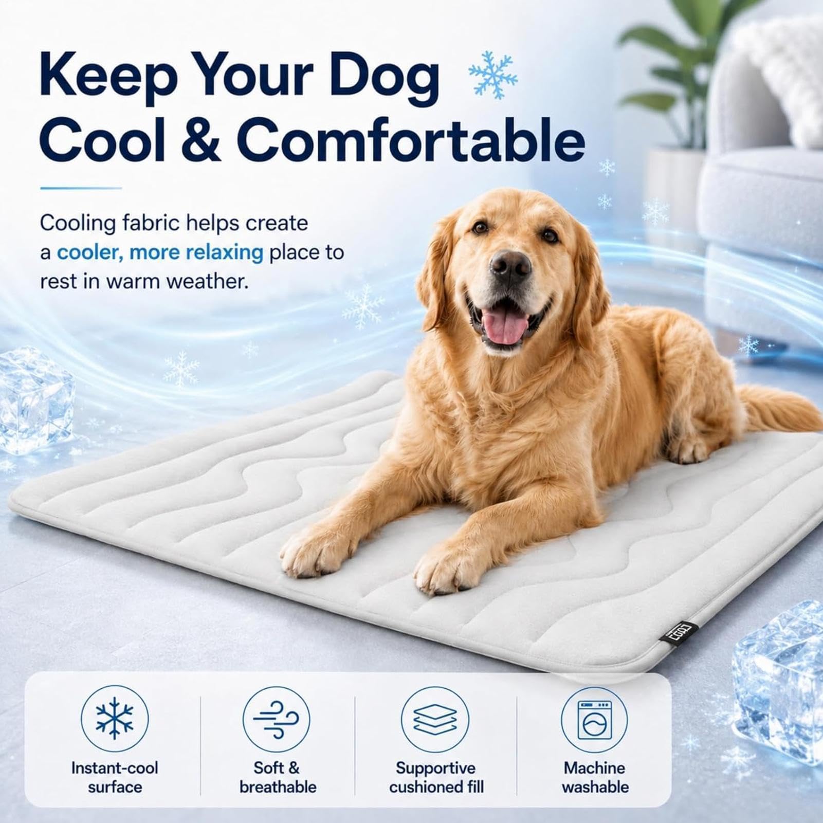 Générique Tapis rafraîchissant félin Lit imperméable Pliable | Tapis Rafraîchissant d'Été pour Petits Chiens Petits, Moyens, Grands, , Intérieur, Extérieur, Caisse, Chenil, Cage