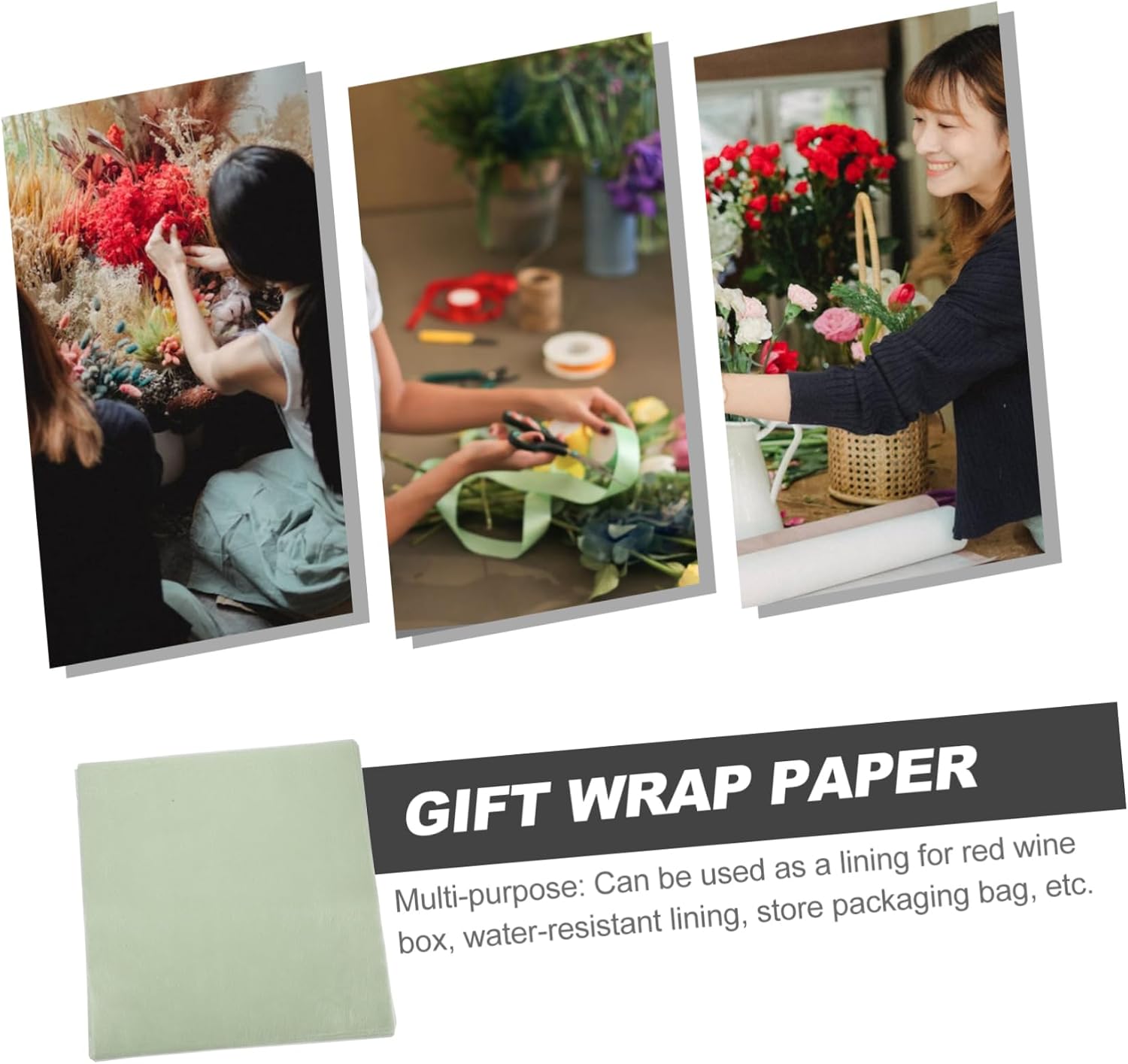 PLAFOPE 50sheets Pear Tissue Paper Ultra-thin Packing Paper for Bouquet Wrapping Multi-use Decorative for and Events Matcha Color