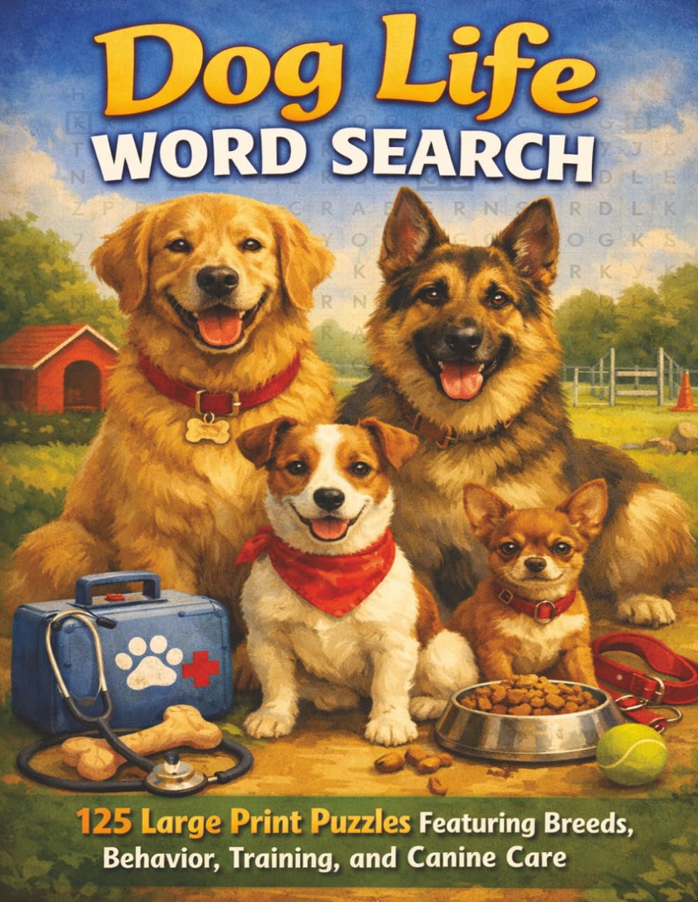 Dog Life Word Search: 125 Large Print Puzzles Featuring Breeds, Behavior, Training, and Canine Care