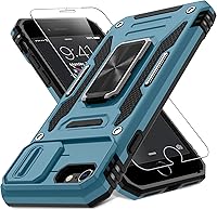 Vista 71 de DEERLAMN Funda para iPhone Air de 6.5 pulgadas con cubierta deslizante para cámara + protector de pantalla (2 paquetes), soporte de anillo giratorio