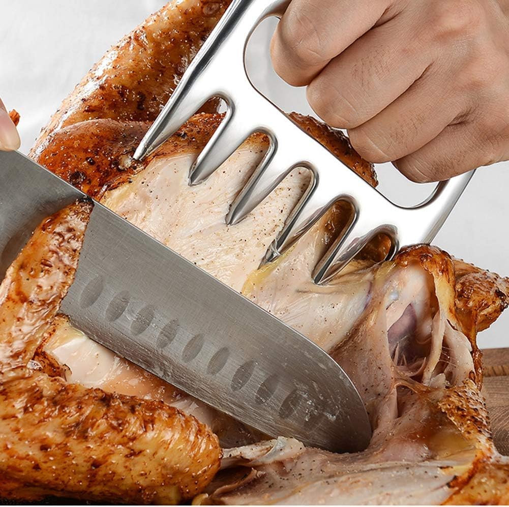 ViaGasaFamido Artigli Pulled Pork, Artigli d’Orso Forcella in Acciaio Inox per la Carne, Artigli Carne BBQ Forchettone per Barbecue Manzo Pollo Maiale Griglia Tacchino Polpettone