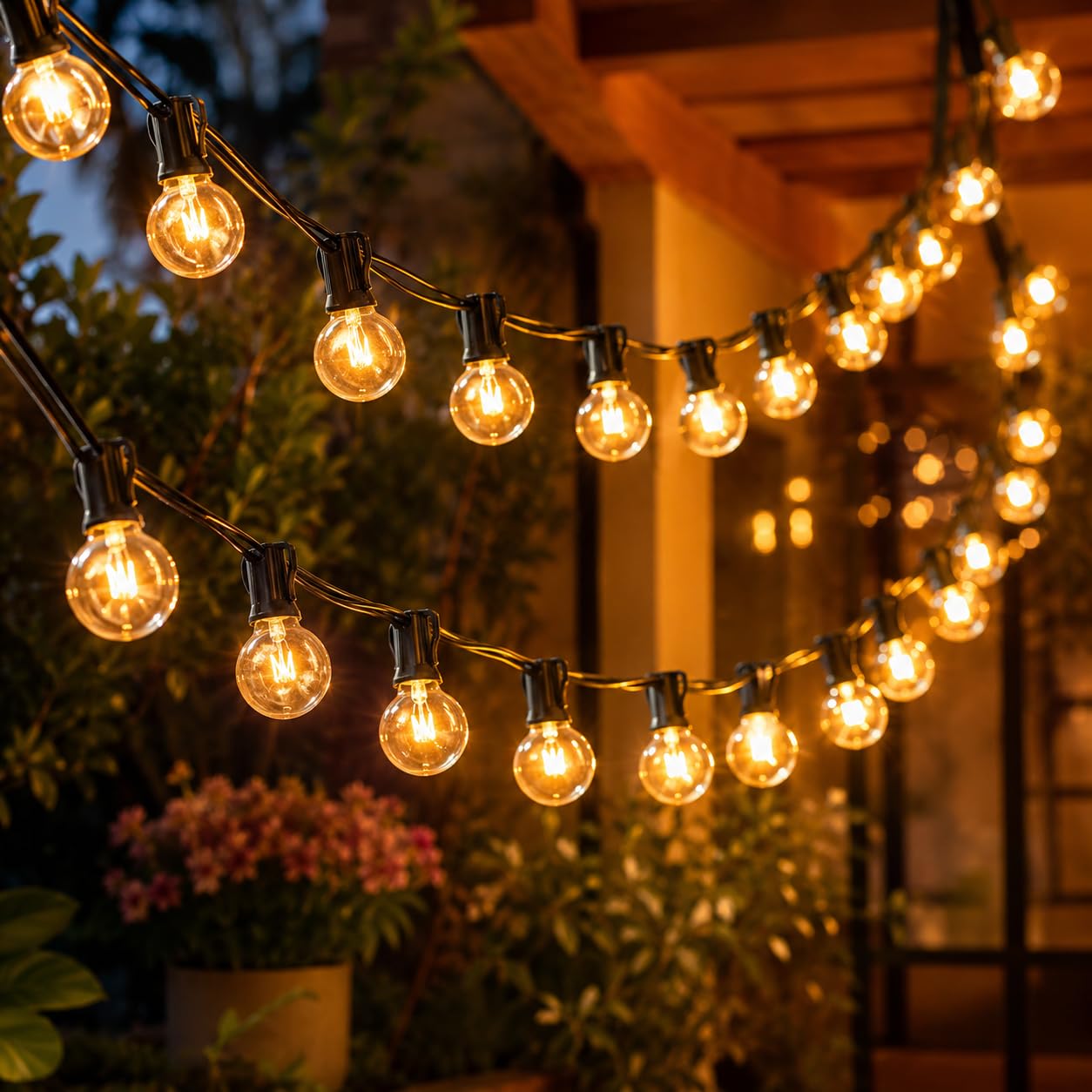 Quace G40 Outdoor String Lights 25FT with 25 Edison Bulbs, Waterproof Patio Lights, Garden, Terrace & Backyard Decor, Warm White Hanging Lights for Diwali, Weddings, Parties & Café Ambience-image-13