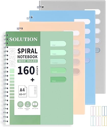 Miniatura 10 de Yoment Paquete de 4 cuadernos en espiral A5, cuaderno encuadernado en espiral de tapa dura de 5.7 x 8.25, 160 páginas con rayas universitarias, para