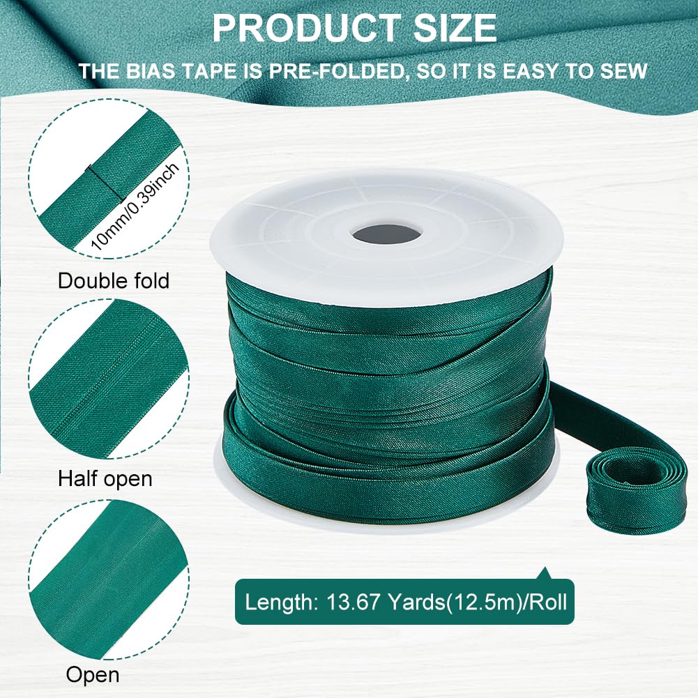 BENECREAT Sbieco In Raso 12mm X 12.5m - Bianco, Per Cucito E Decorazioni Cheongsam