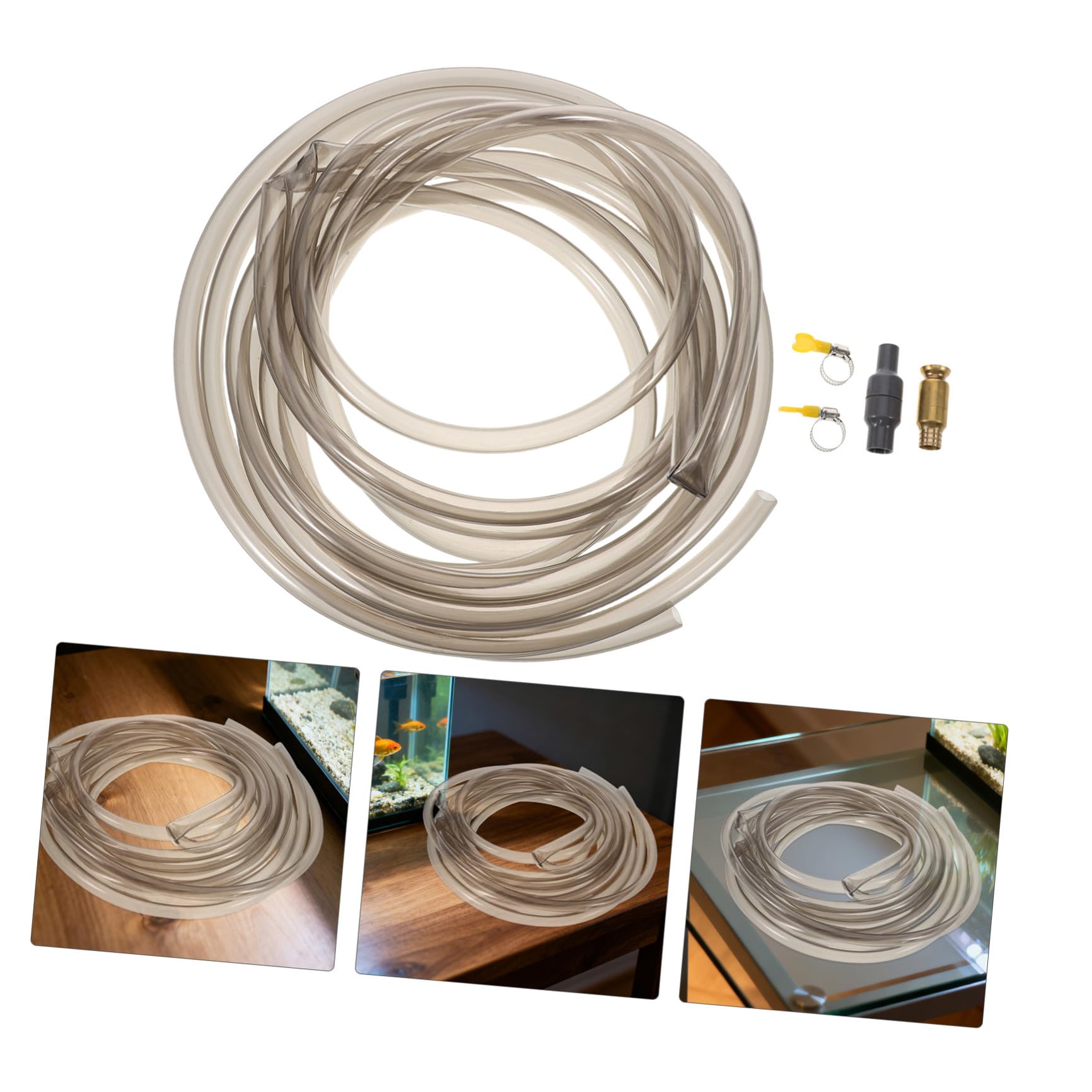 Aquarium Siphonschlauch 5m mit PVC Reduzierstück und Schlauchschelle Kieswaschsauger für Süß und Meerwasseraquarien Manuelles Wasserwechsel und Reinigungsset