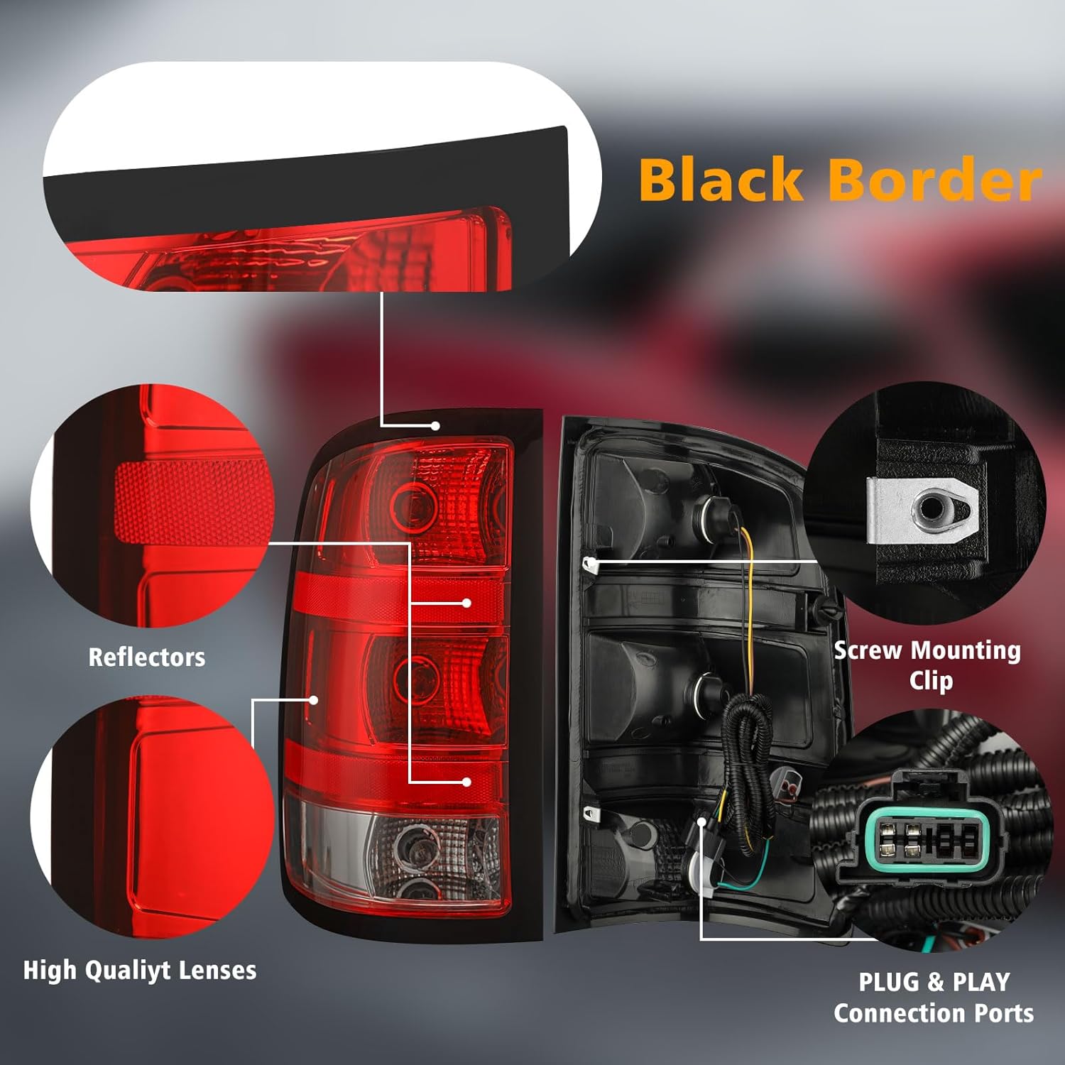 Tail Light Assembly Compatible with 2007-2013 GMC Sierra 1500 2500HD 3500HD Factory Style Pickup Truck Taillight Rear Brake Lamps OE Replacement, Driver Side