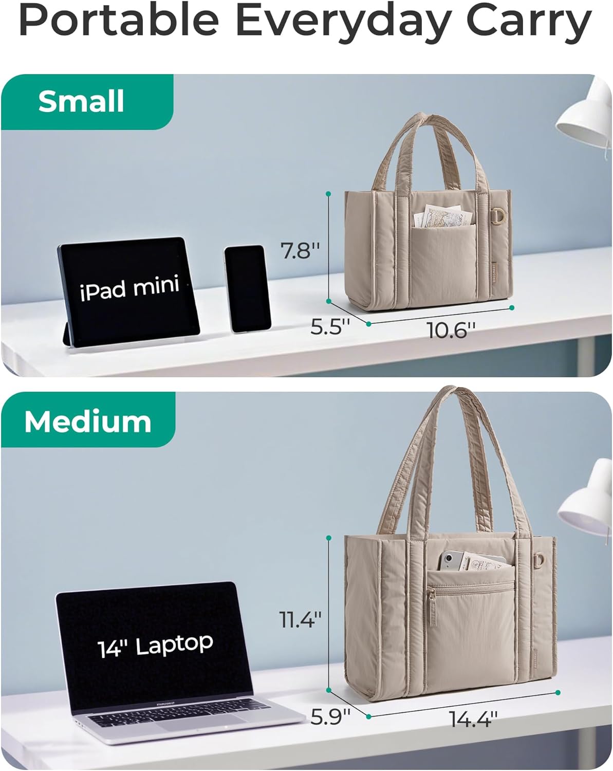 BAGSMART Boxy Tote Bag for Women, Crossbody Bag with Zipper, Crush Bow Purses for Travel Work College - Image 7