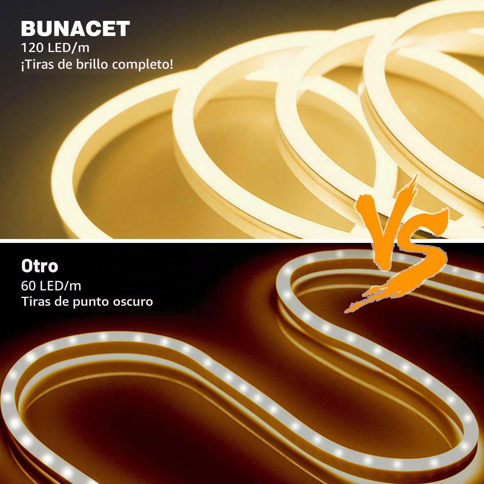 Tira LED Neon 8M Blanca Cálida 3000K-6500K Blanca Frío Tira Luz LED Regulable Superbrillante con Mando Distancia y Fuente Alimentación Luces de Cinta LED Flexible para Cocina, Dormitorio